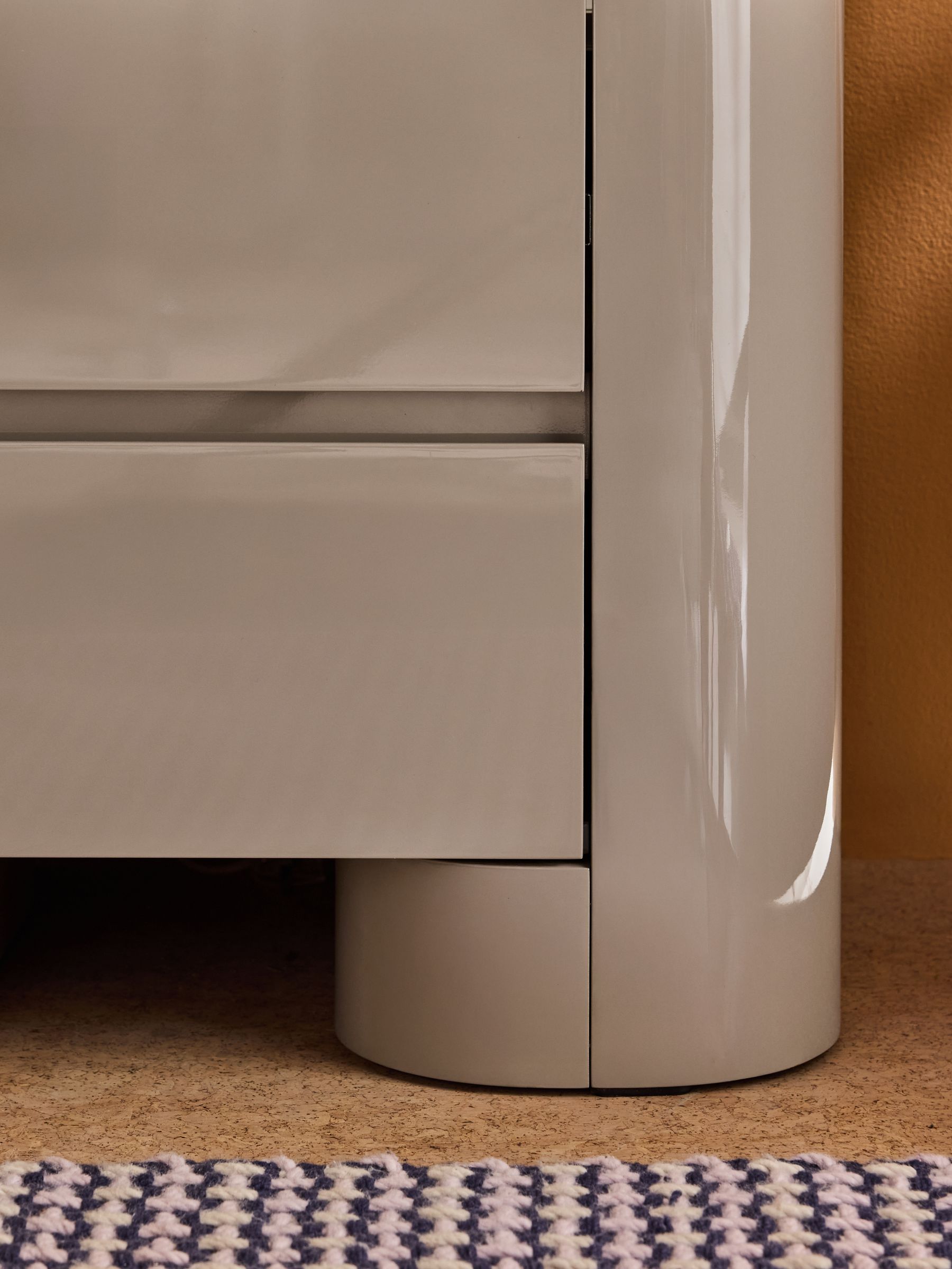 Kain Bedside Table in Mushroom Grey Gloss - Image 3 of 5