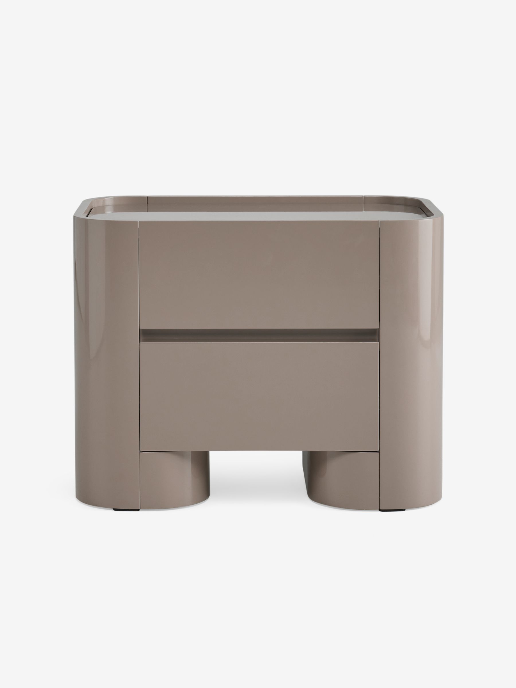 Kain Bedside Table in Mushroom Grey Gloss - Image 4 of 5