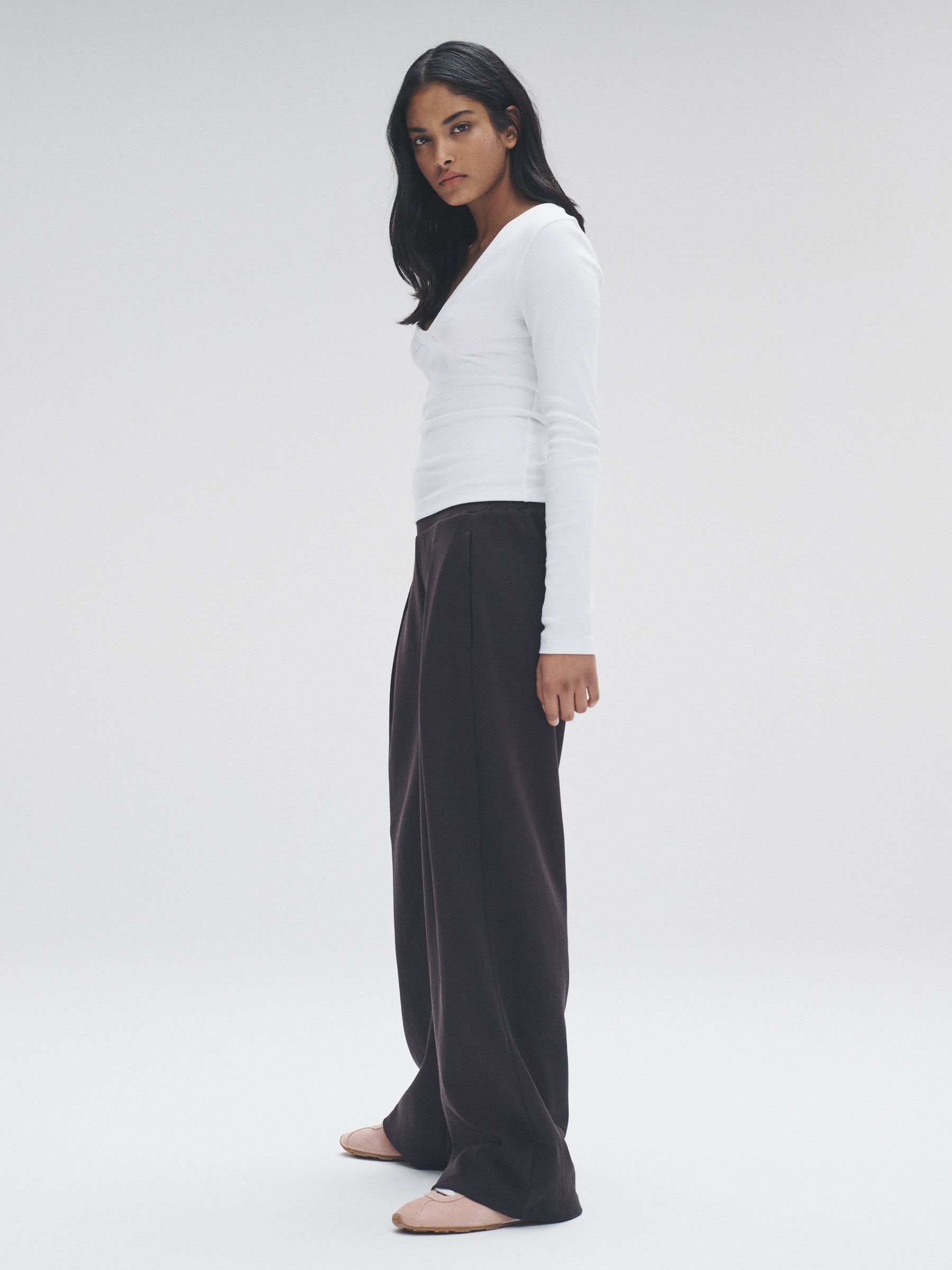 5 Pack Long Sleeve V-Neck Ribbed T-Shirts Brown/Black/White/Neutral - Image 5 of 6