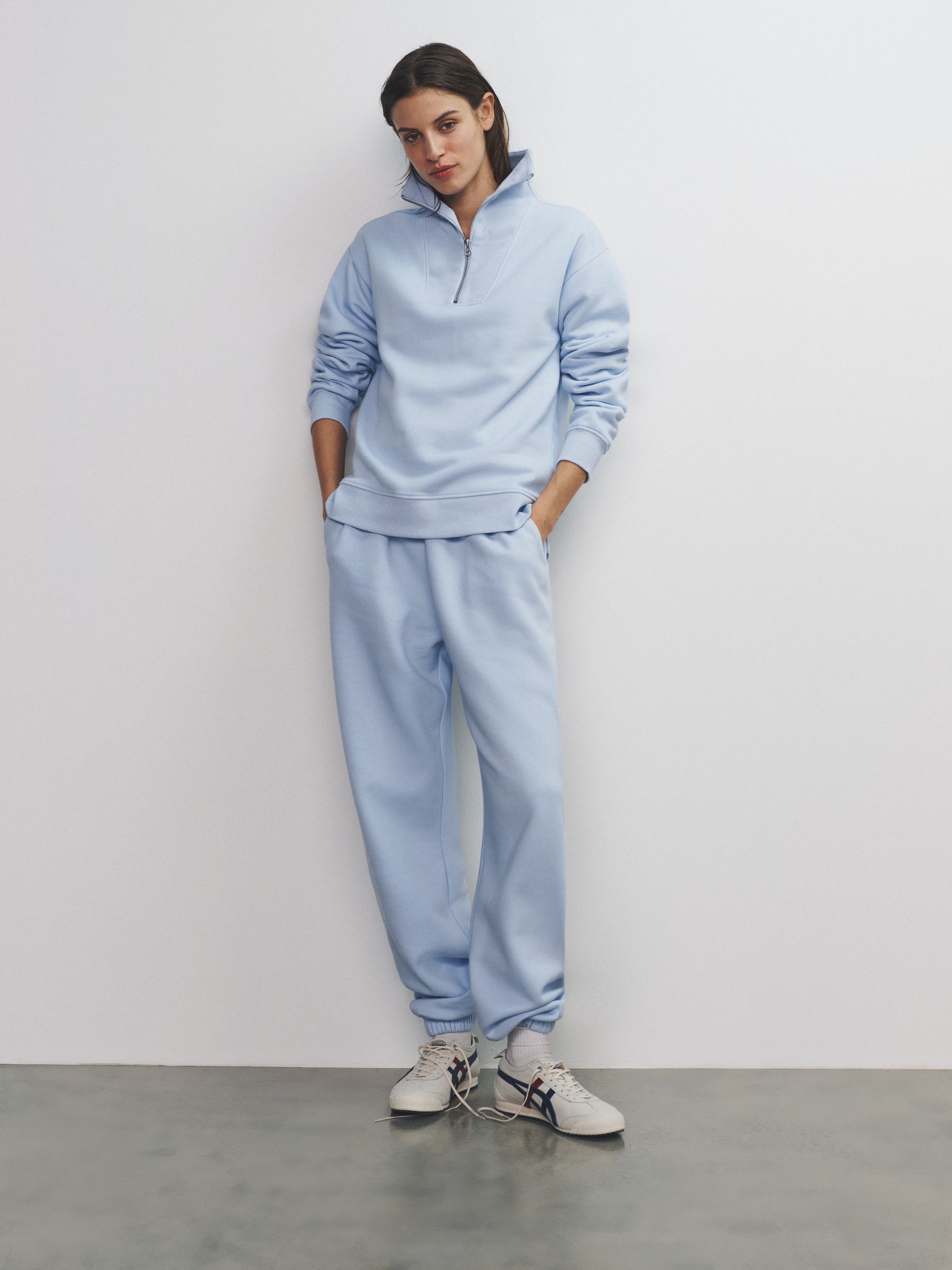 Blue/Light Blue/White 3 Pack Half Zip Ribbed Funnel Neck Sweatshirts - Image 4 of 6