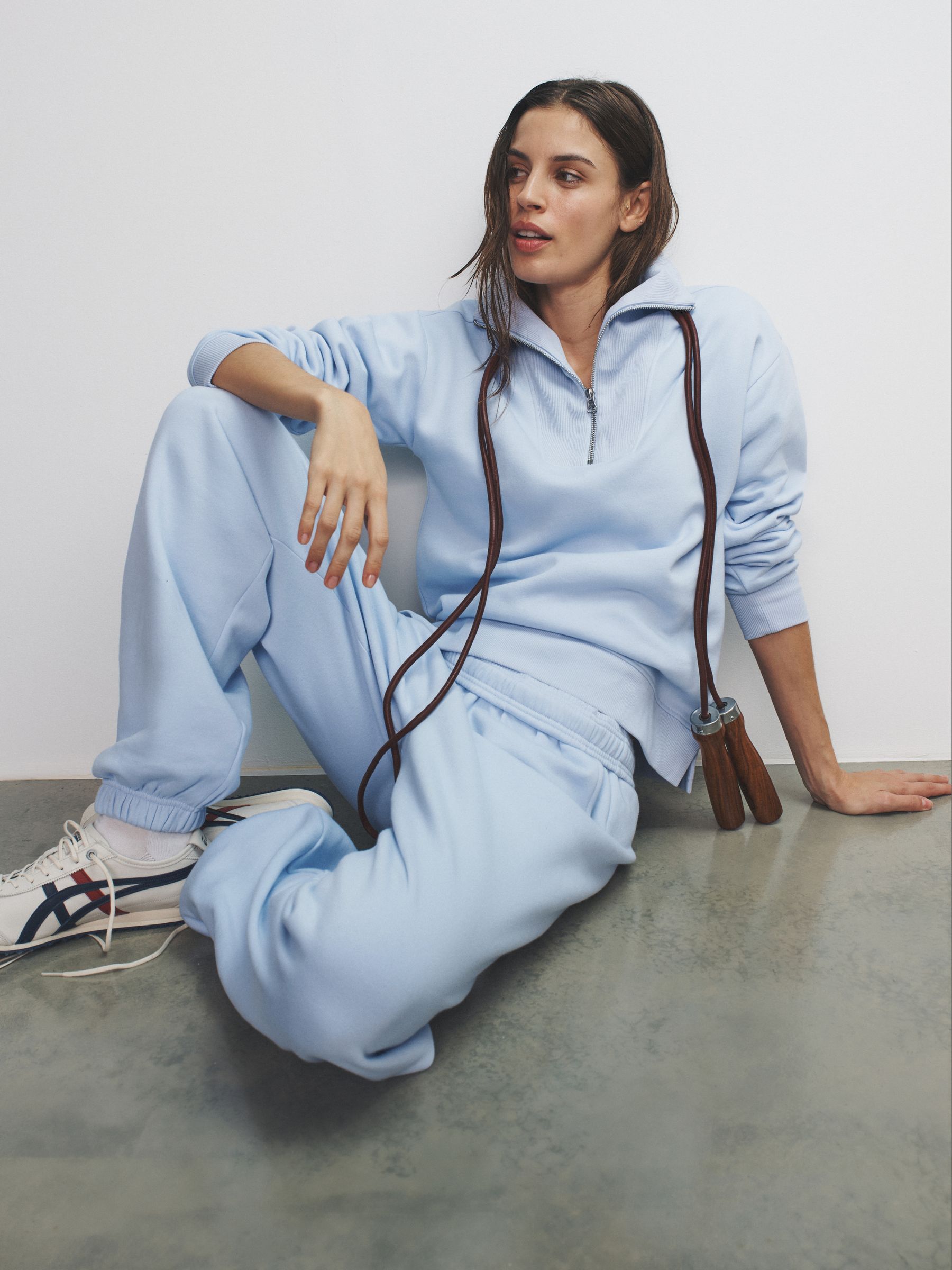 Blue/Light Blue/White 3 Pack Half Zip Ribbed Funnel Neck Sweatshirts - Image 5 of 6