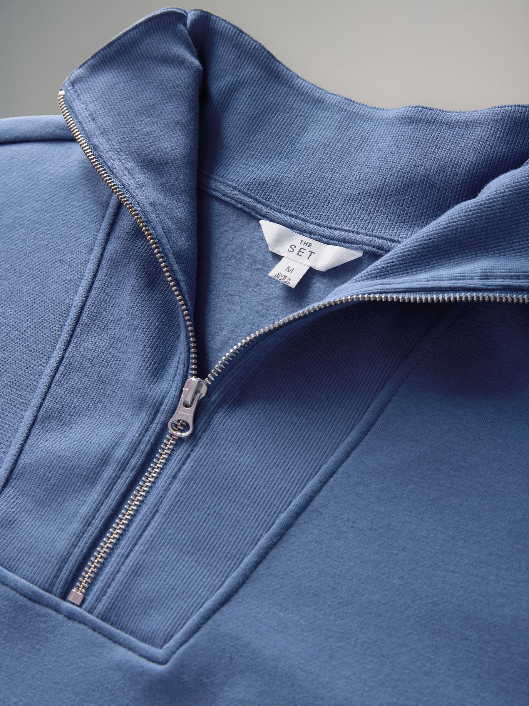 Blue/Light Blue/White 3 Pack Half Zip Ribbed Funnel Neck Sweatshirts - Image 6 of 6