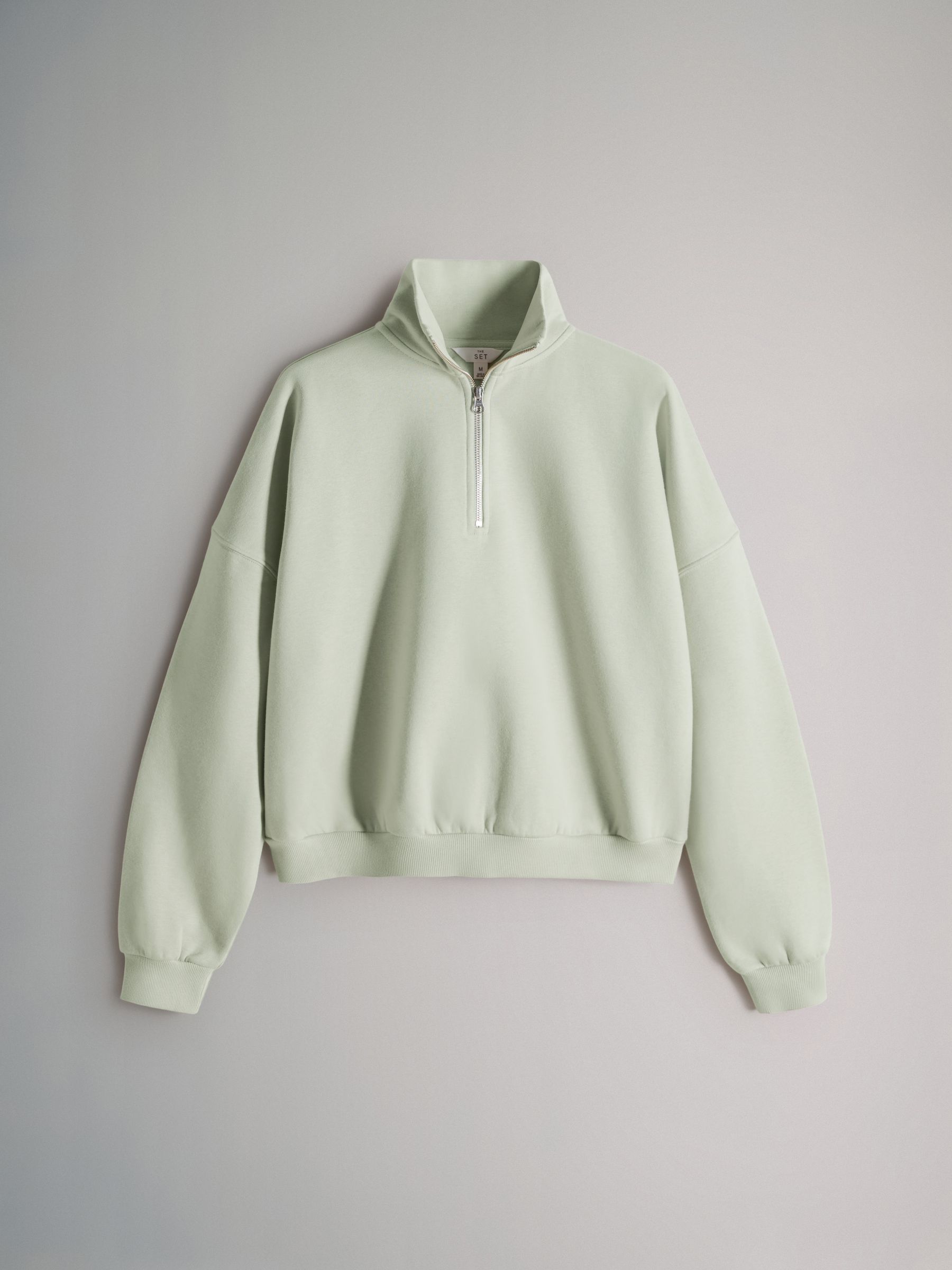 Light Green 2 Pack Quarter Zip Funnel Neck Jumper and Wide Leg Jogger Set - Image 2 of 5