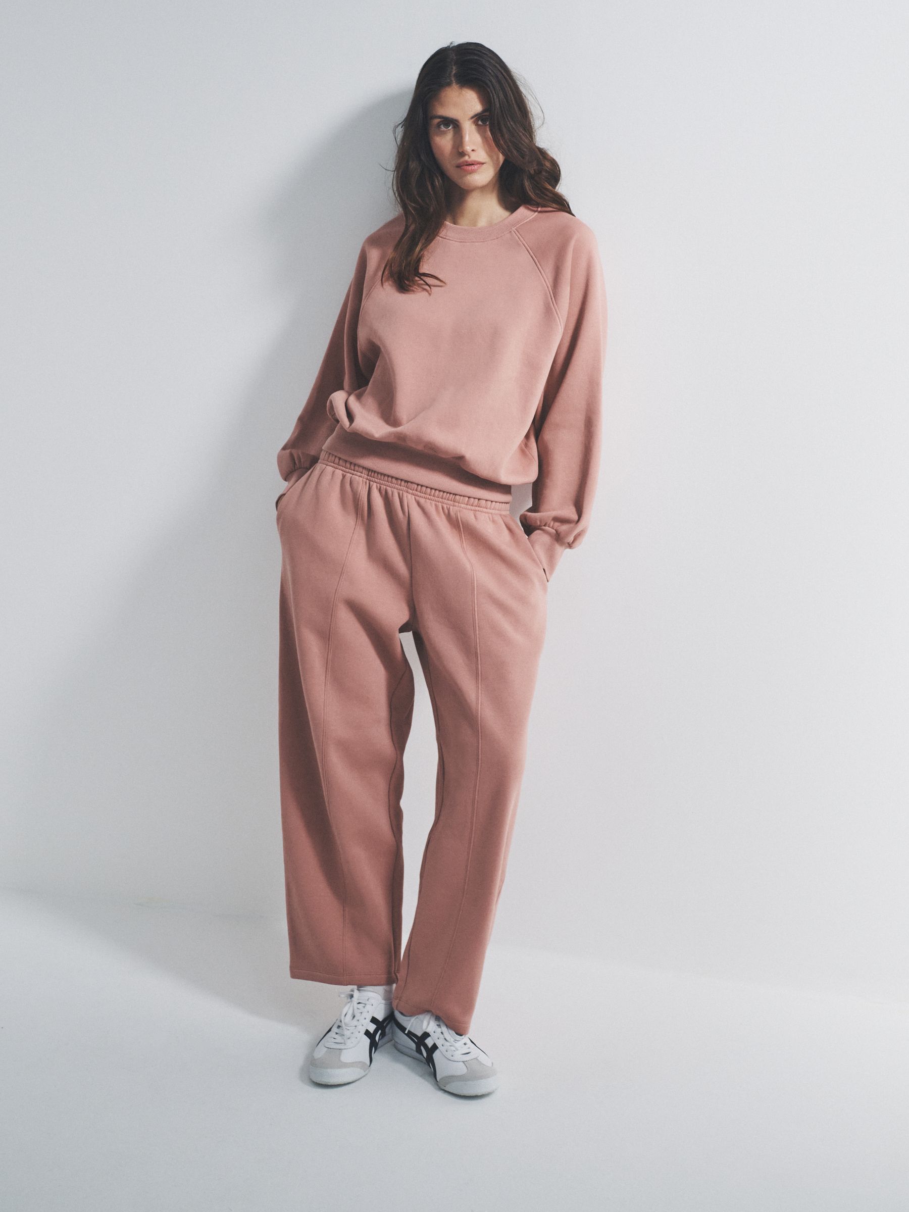 Pink Oversized Raglan Sweatshirt and Barrel Leg Jogger Co-Ord Set - Image 1 of 6 Pink Oversized Raglan Sweatshirt and Barrel Leg Jogger Co-Ord Set - Image 1 of 6