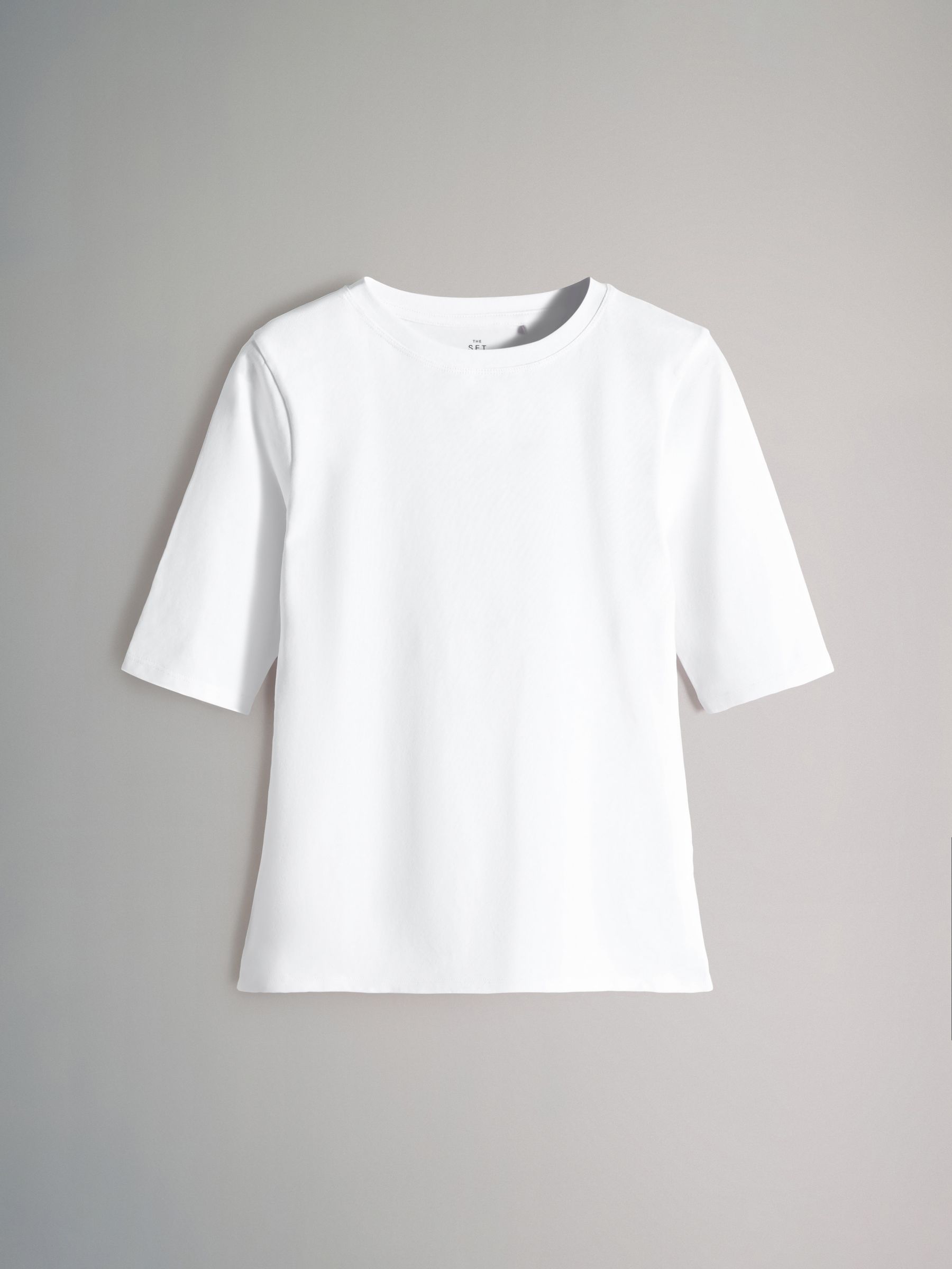 4 Pack Crew Neck Half Sleeve Fitted Tops Black/Chocolate Brown/White/Stripe - Image 2 of 6