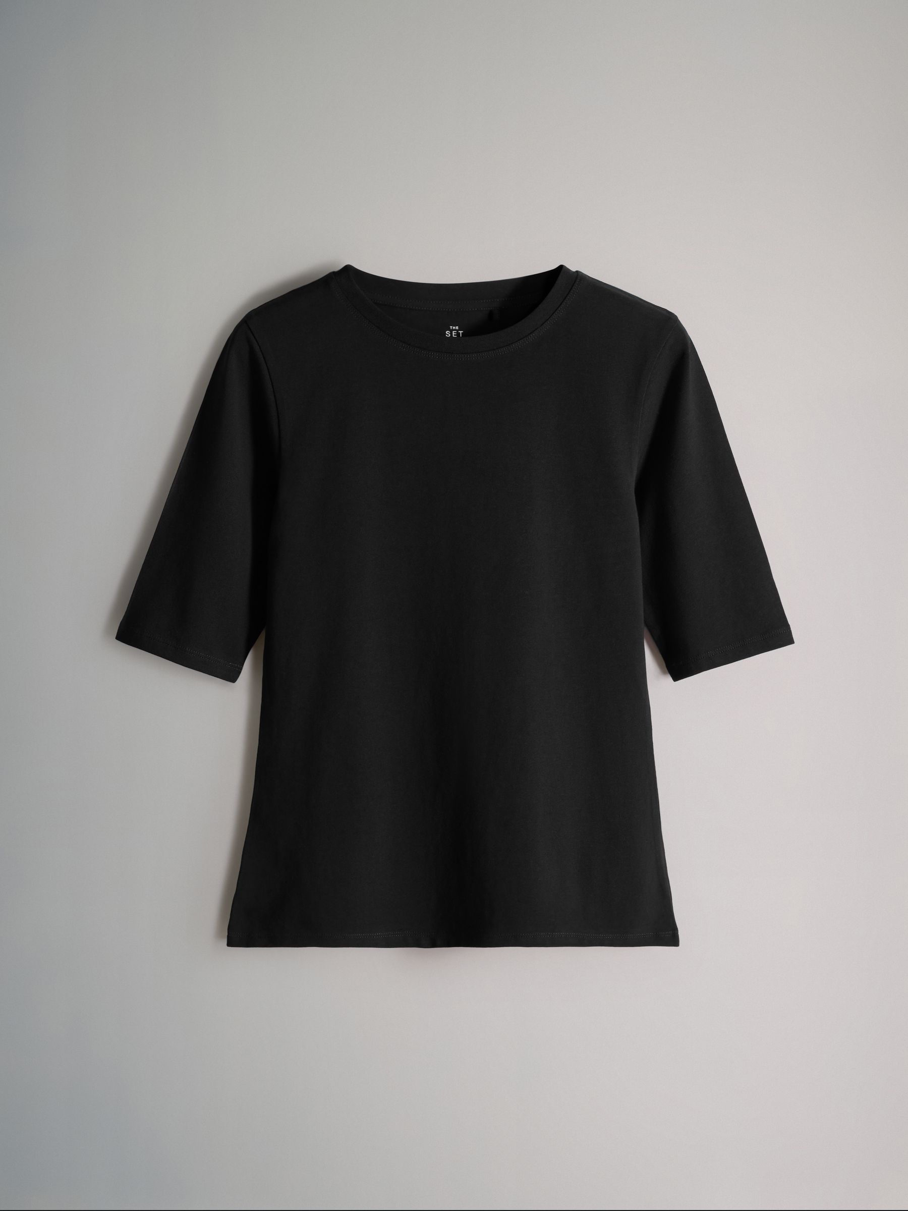 4 Pack Crew Neck Half Sleeve Fitted Tops Black/Chocolate Brown/White/Stripe - Image 5 of 6