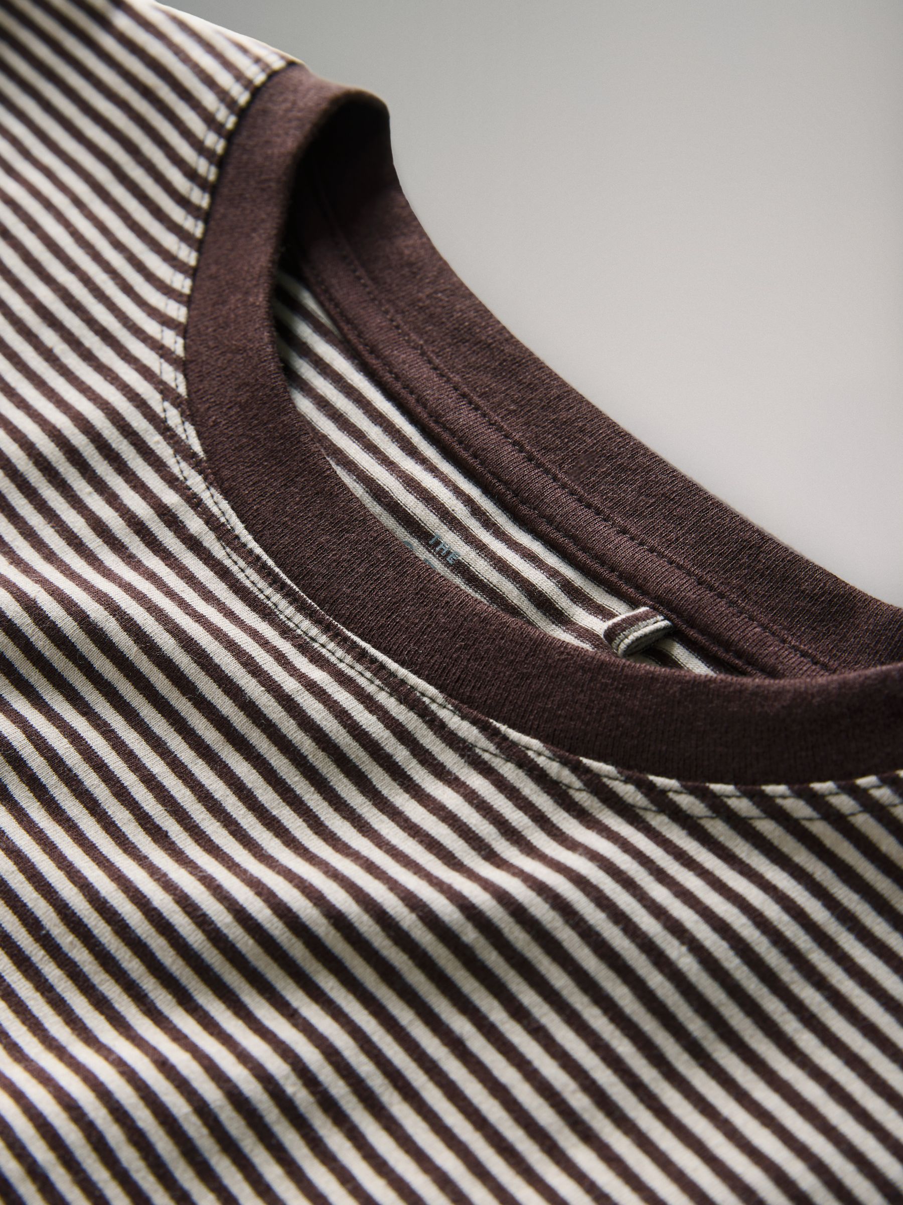 4 Pack Crew Neck Half Sleeve Fitted Tops Black/Chocolate Brown/White/Stripe - Image 6 of 6