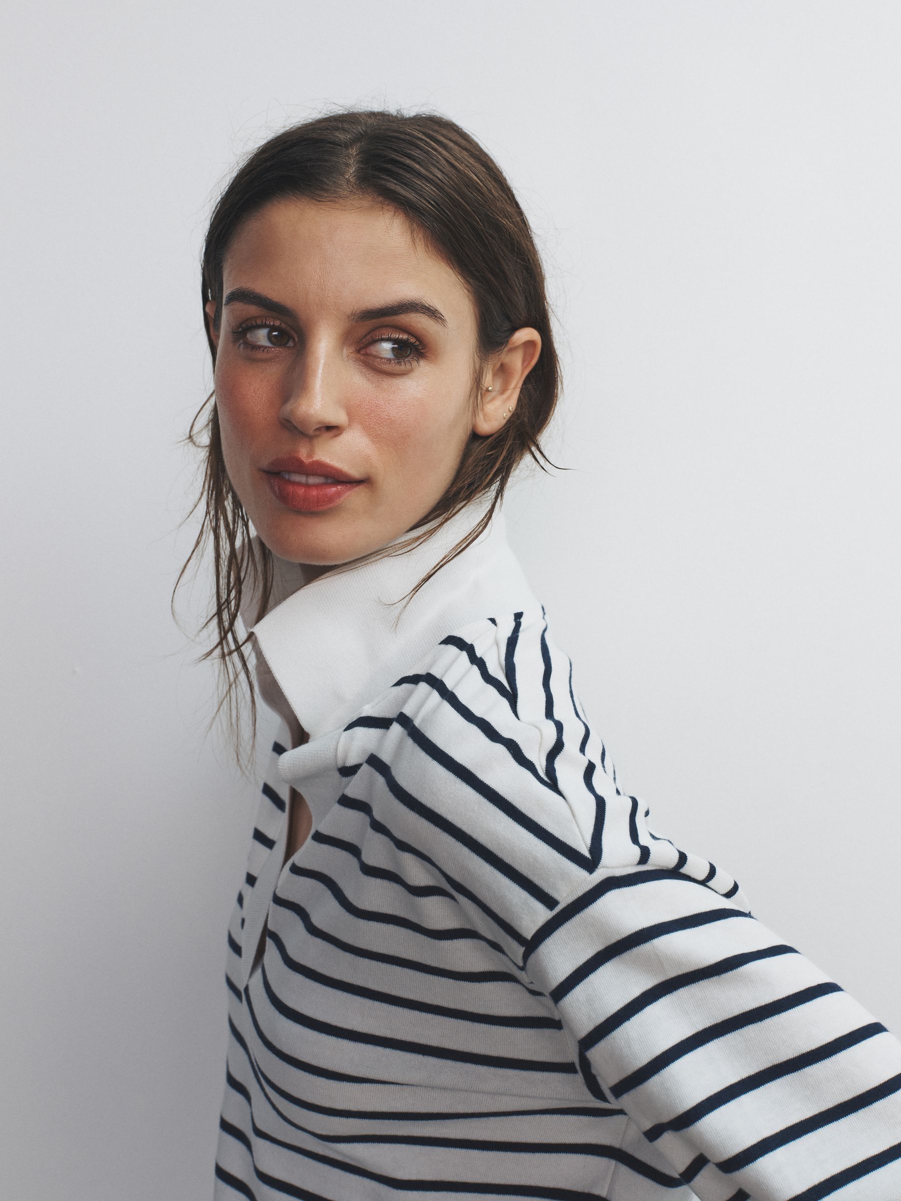 Navy/Stone/Stripe 3 Pack Long Sleeve Heavyweight Rugby T-Shirts - Image 5 of 6