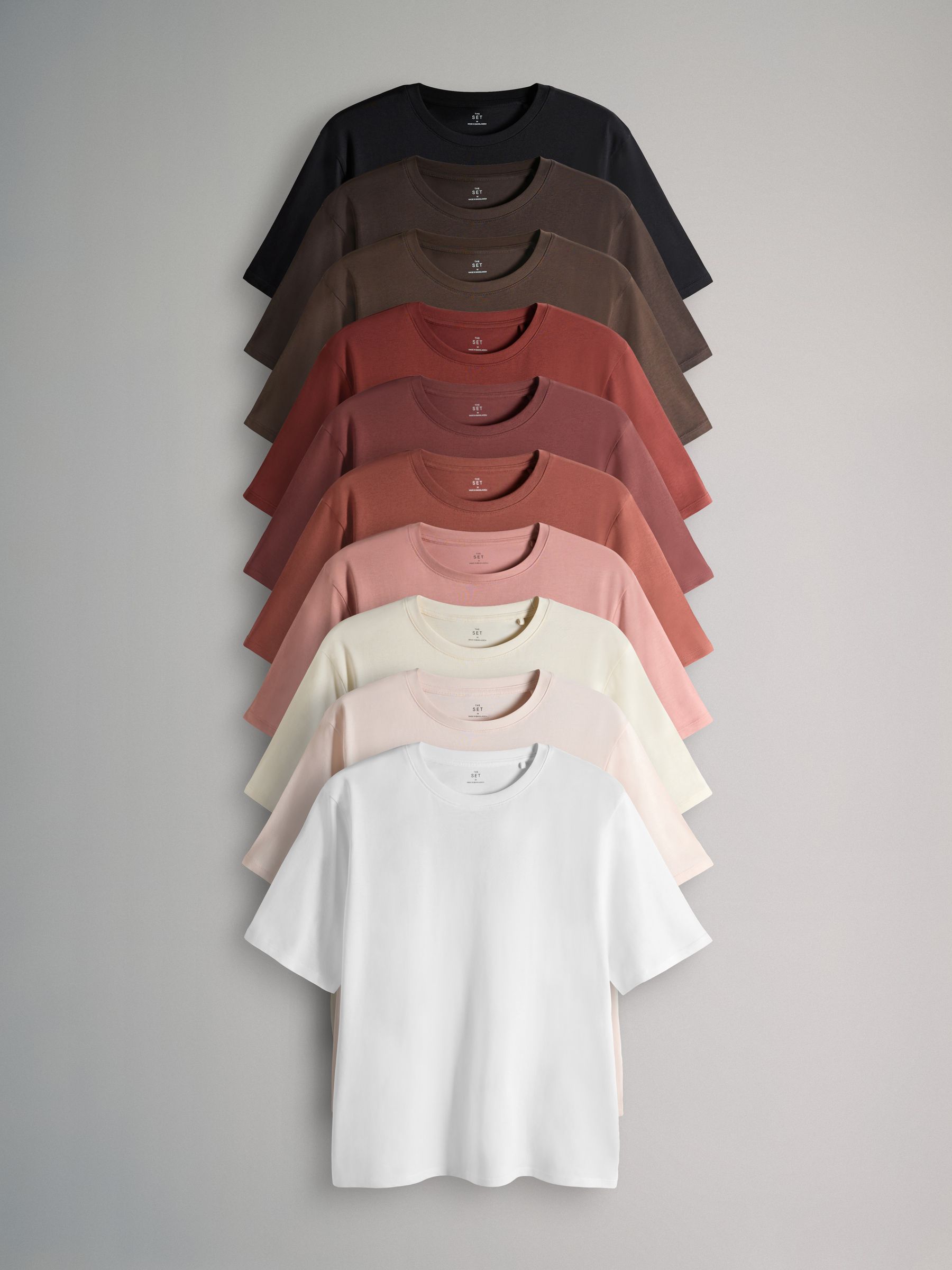 10 Pack Short Sleeve Relaxed Fit Crew Neck T-Shirts Black/White/Red/Neutrals - Image 1 of 6