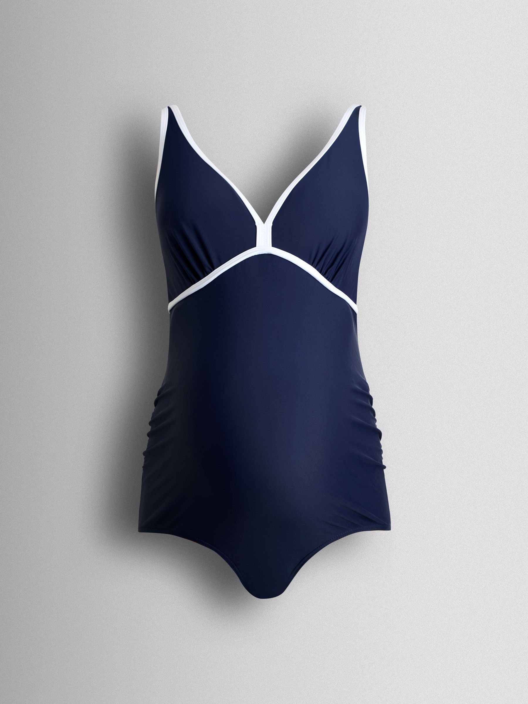 Navy Sleeveless V Neck Maternity Swimsuit - Image 2 of 4