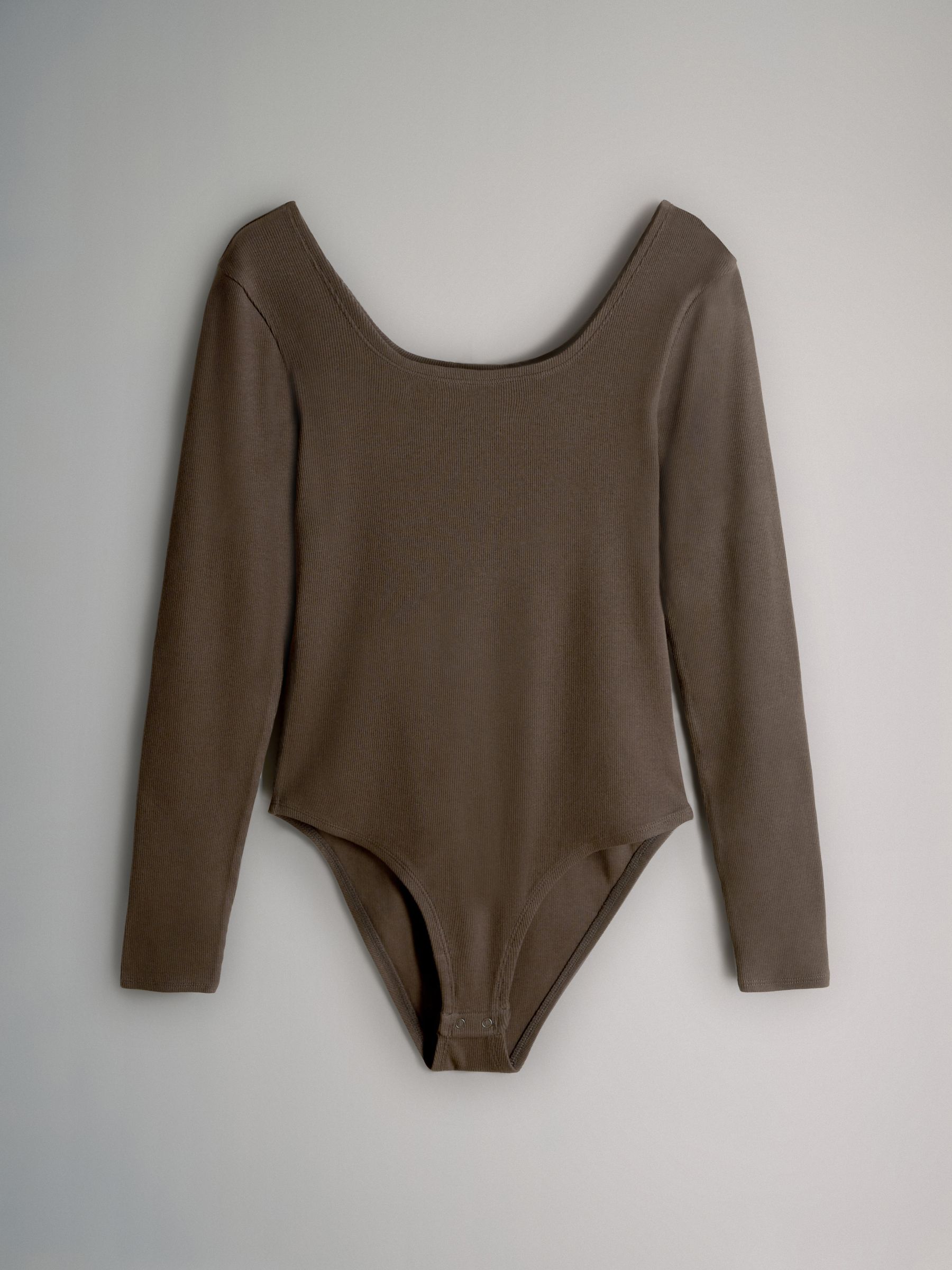 3 Pack Ribbed Long Sleeve Bodysuits Black/Chocolate/Cream - Image 3 of 6