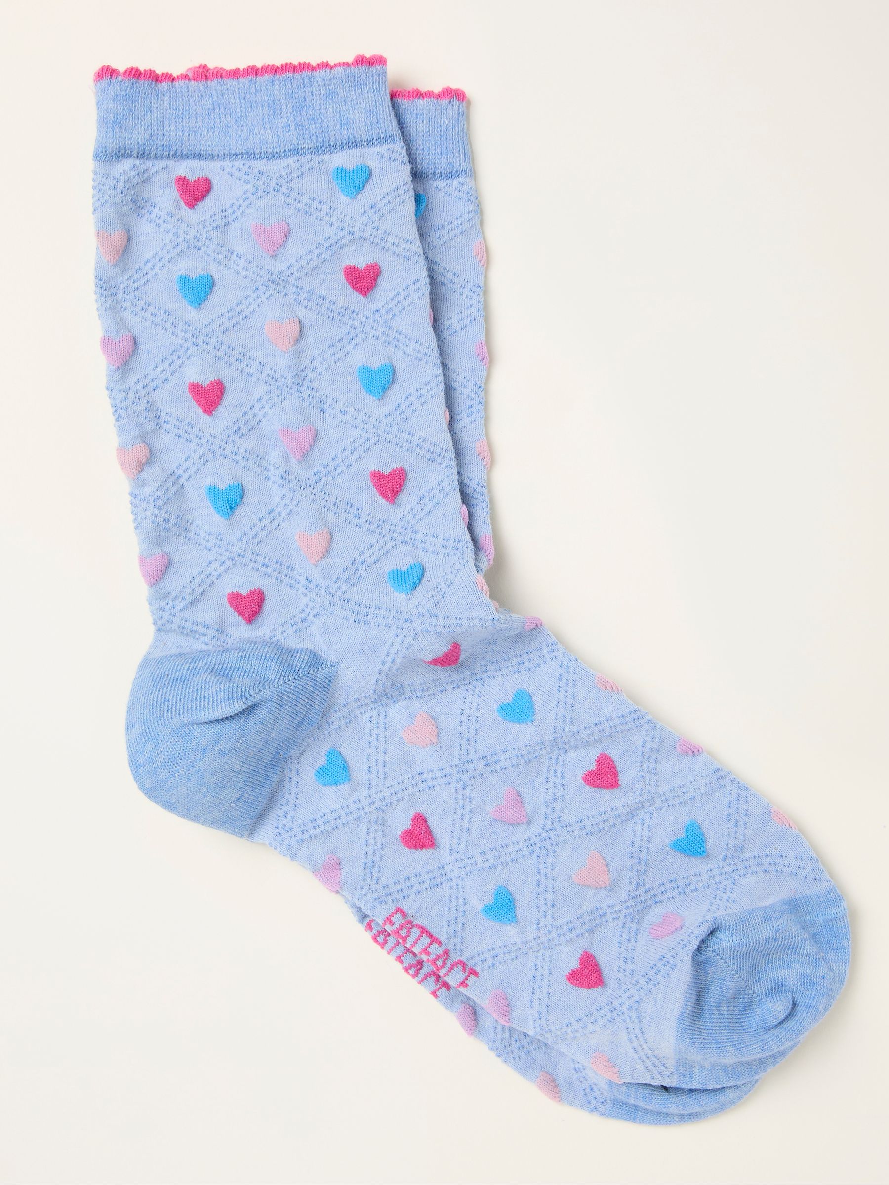 Blue Textured Heart Socks - Image 1 of 2