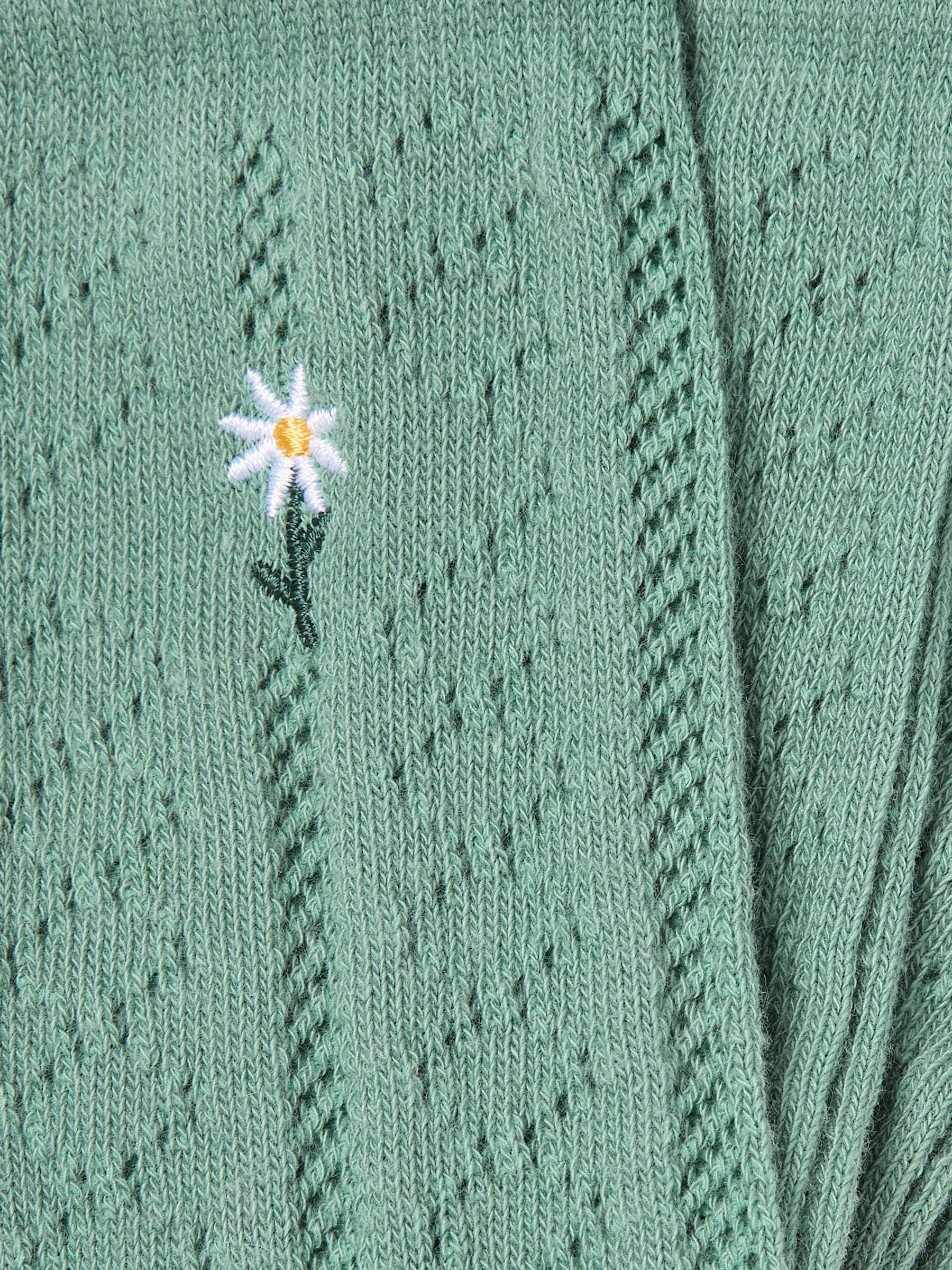 Green Floral Pointelle Socks - Image 2 of 2