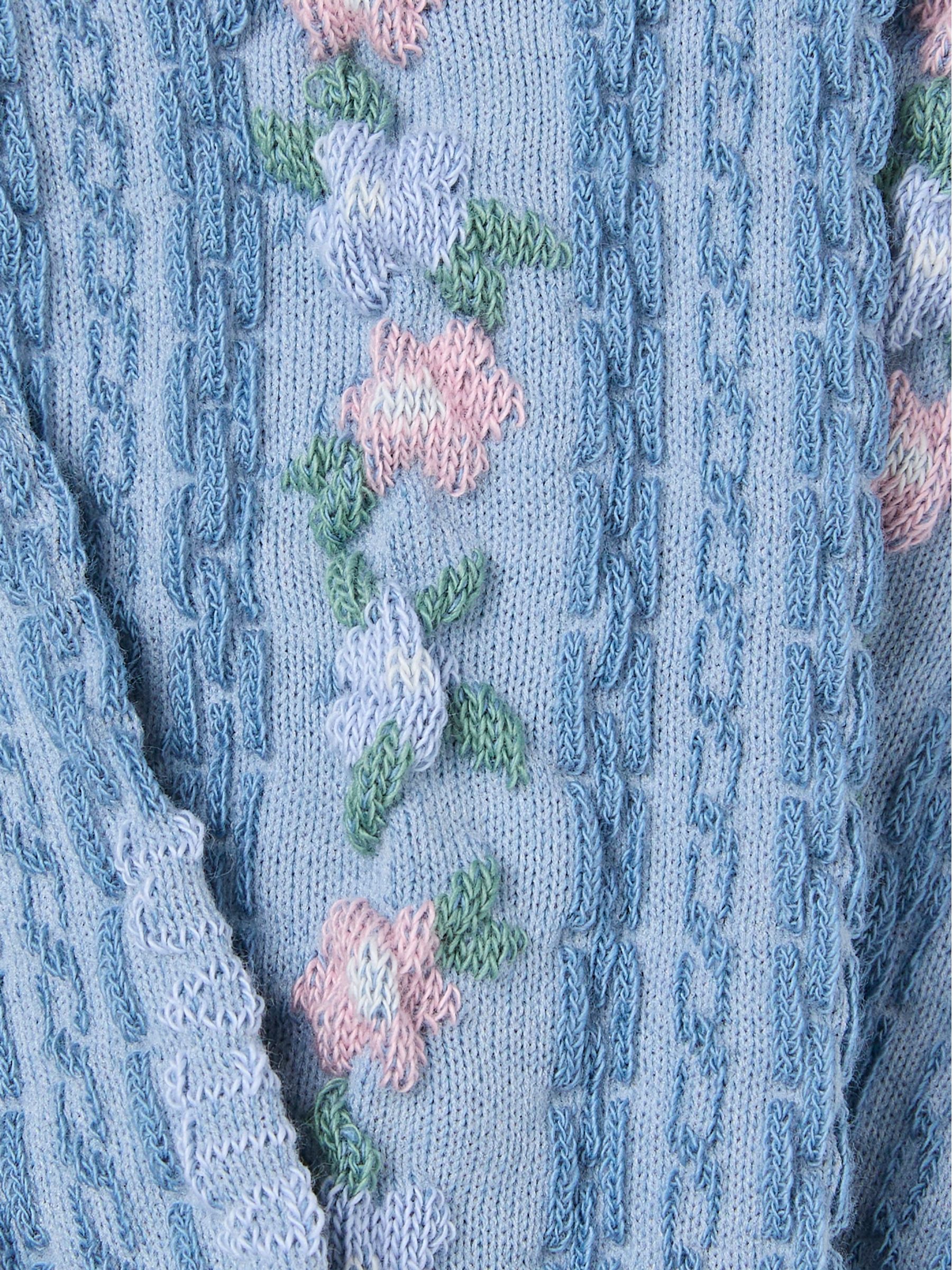 Blue Textured Floral Socks - Image 2 of 2
