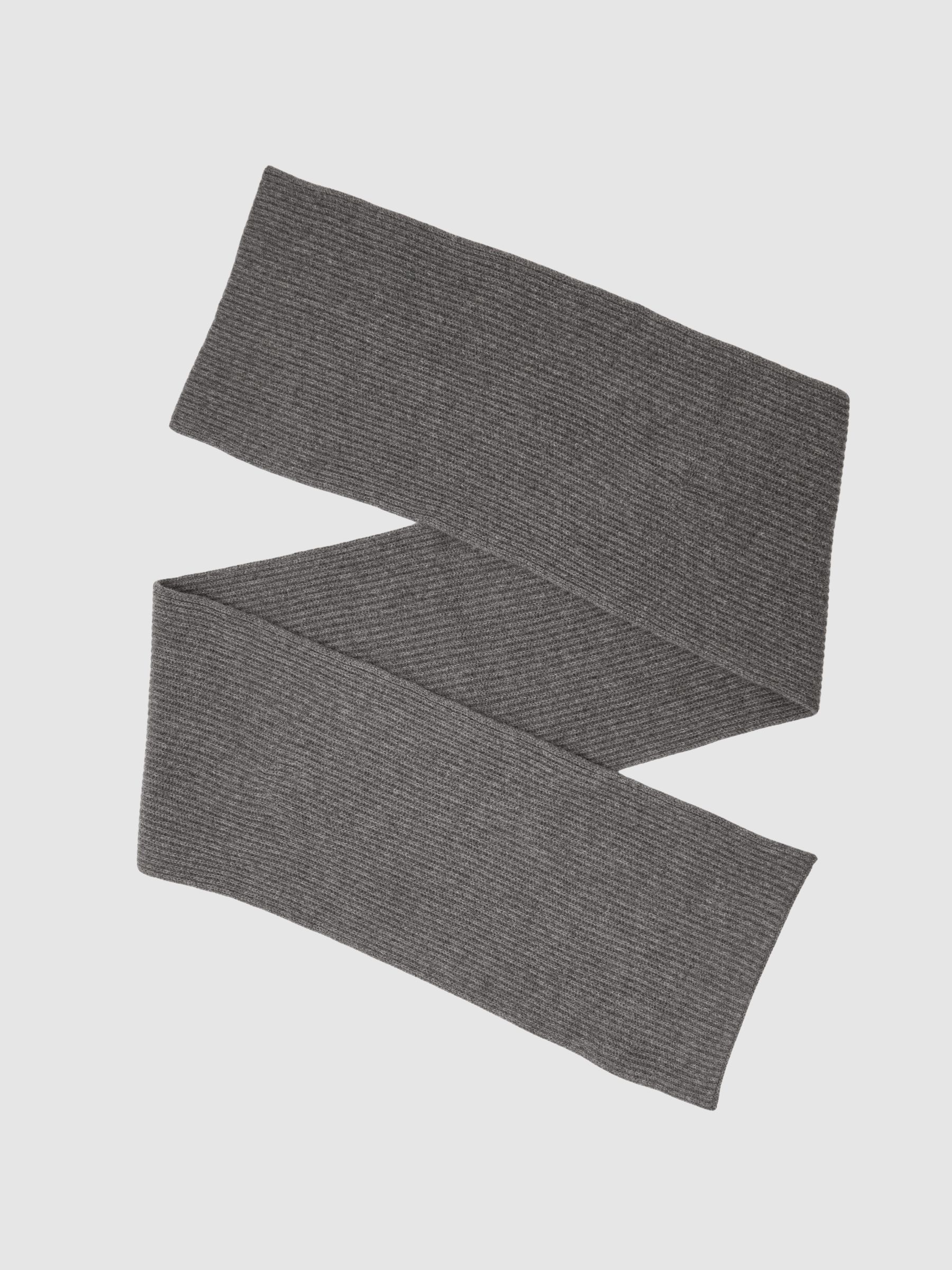 Atelier 100% Cashmere Rib-Knit Scarf in Mid Grey - Image 2 of 6