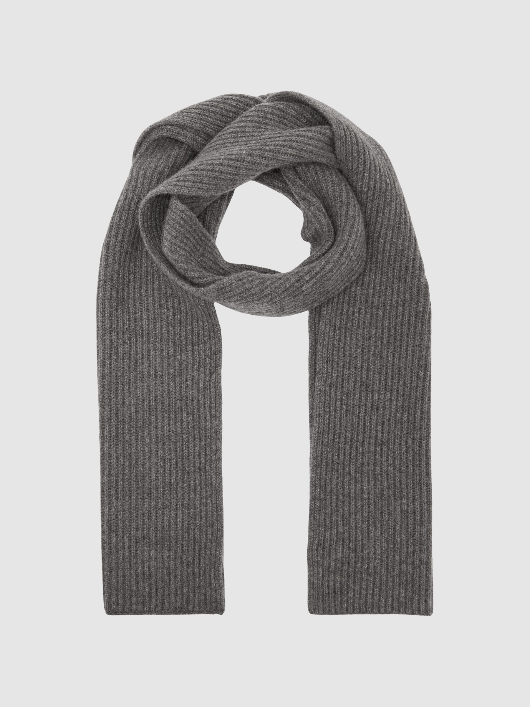 Atelier 100% Cashmere Rib-Knit Scarf in Mid Grey - Image 3 of 6
