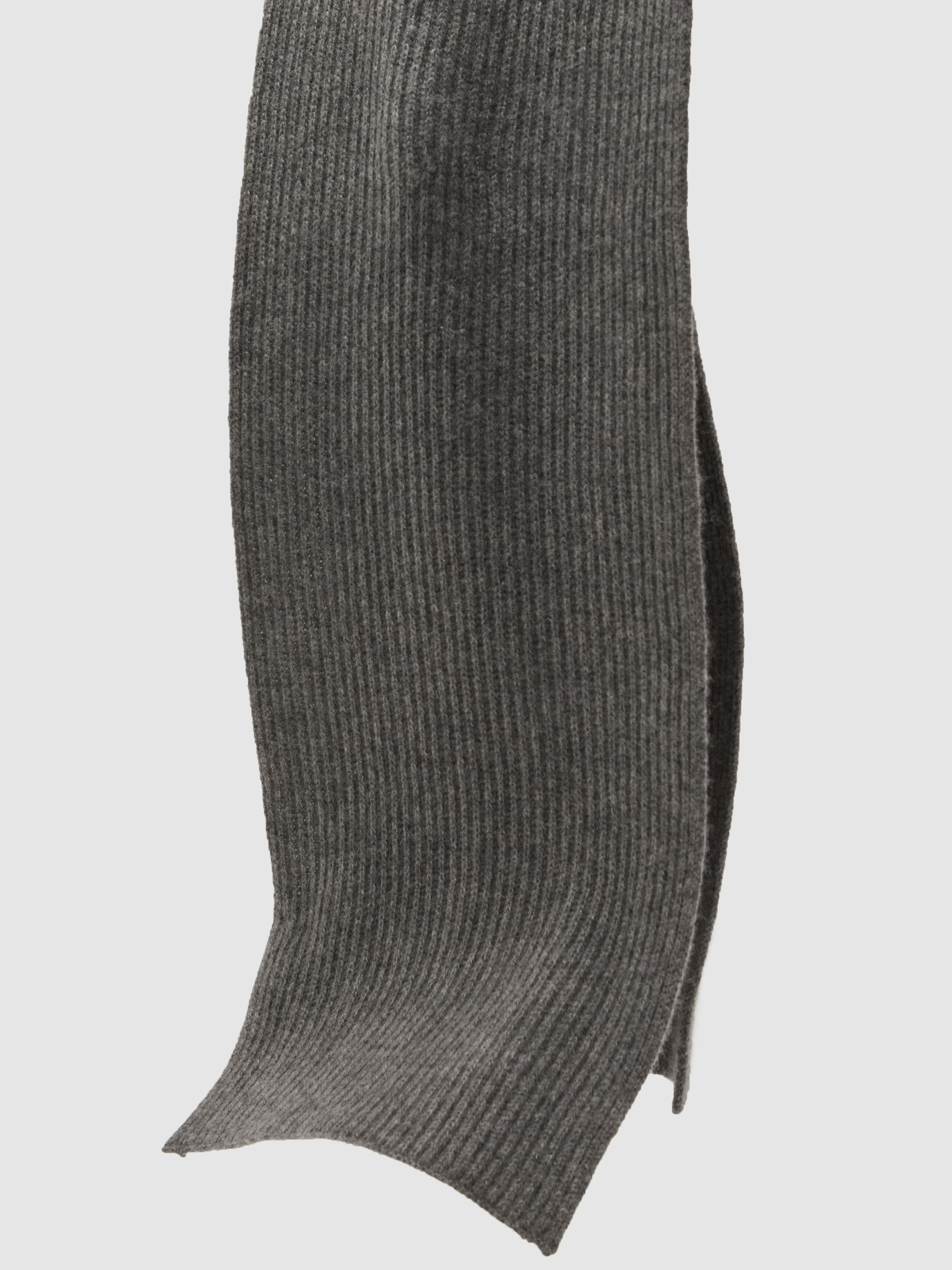 Atelier 100% Cashmere Rib-Knit Scarf in Mid Grey - Image 5 of 6