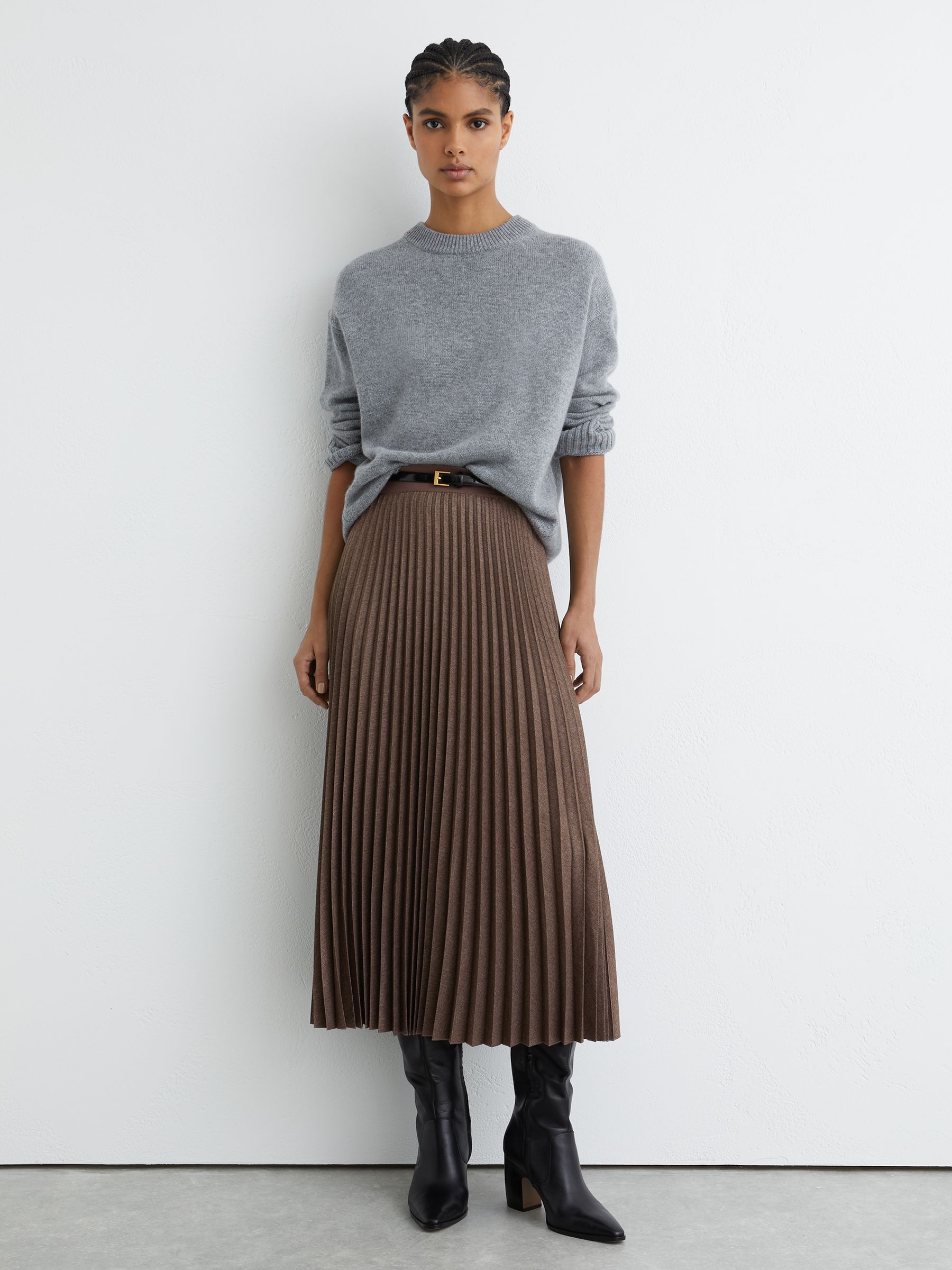 Pleated Midi Skirt
