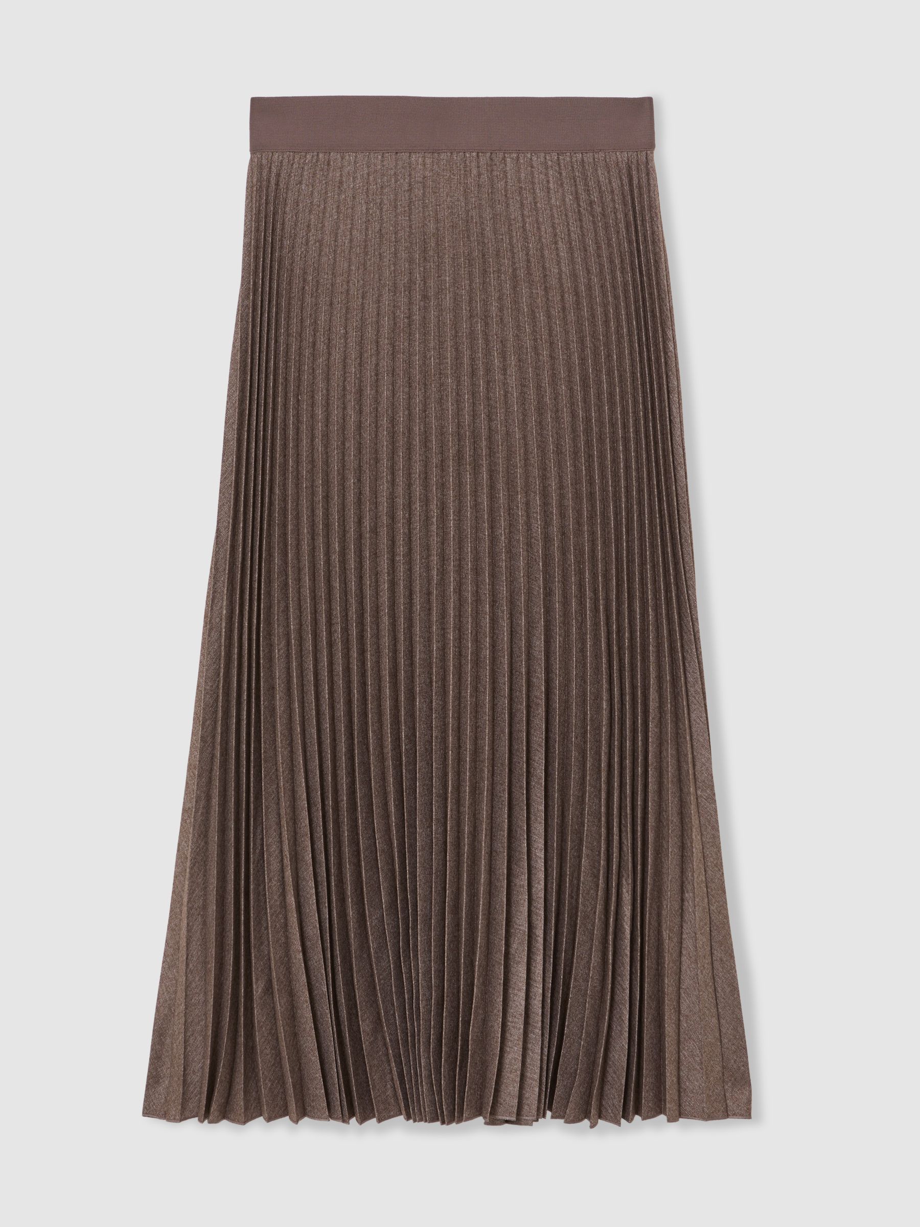Pleated Midi Skirt in Mocha Brown - image 1