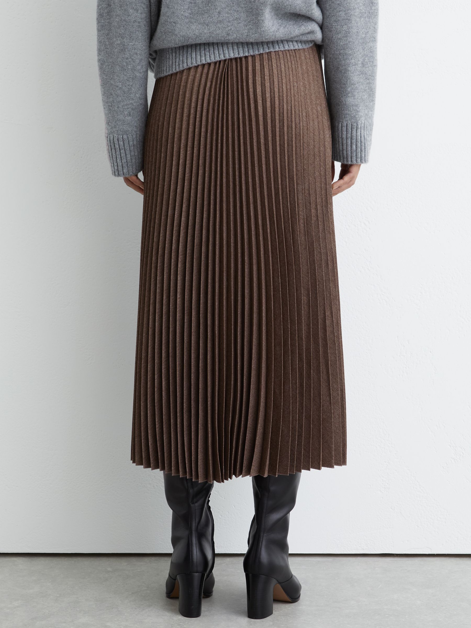 Pleated Midi Skirt in Mocha Brown - image 5