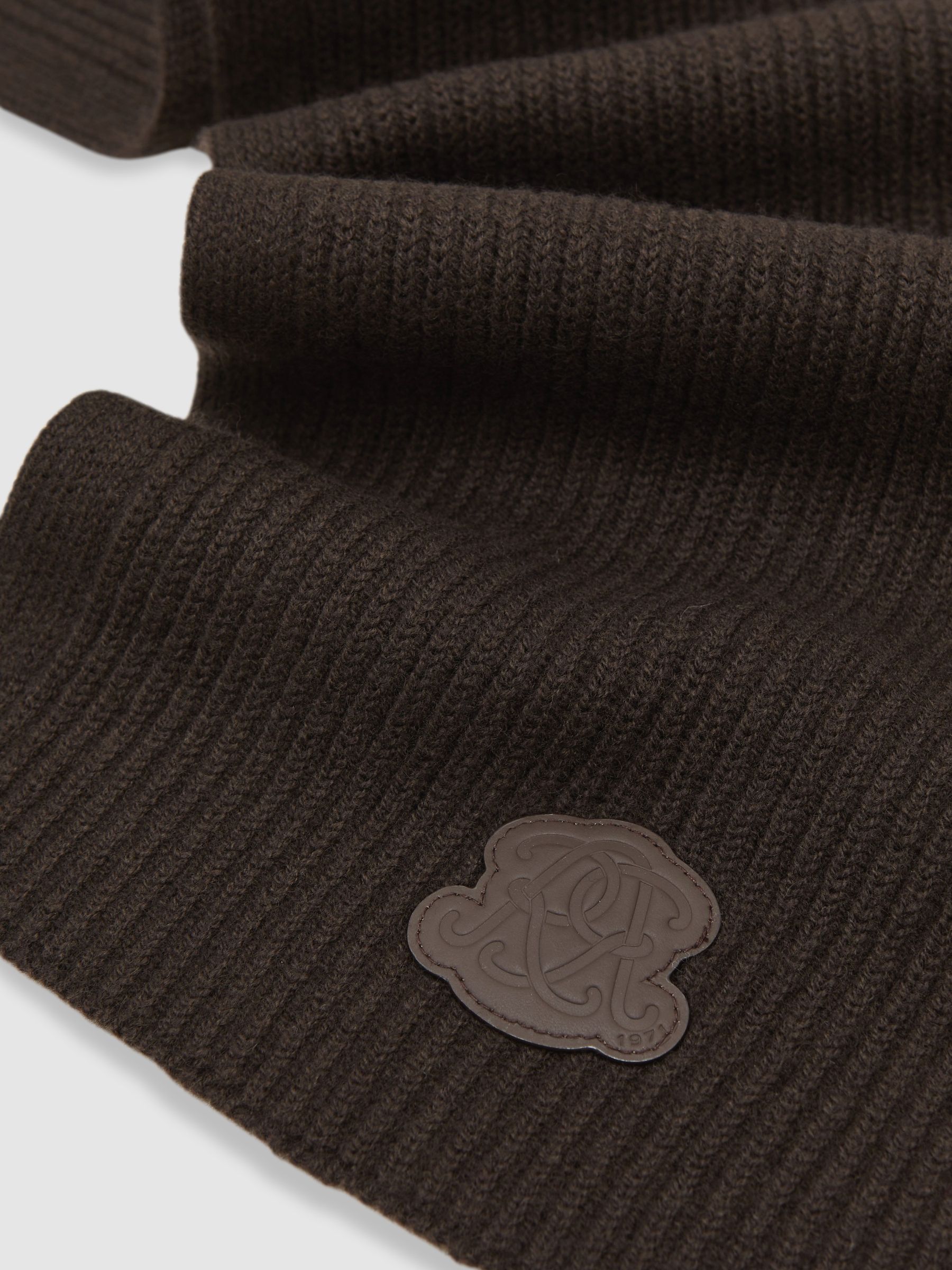 Monogram Applique Wool Scarf in Brown - image 2