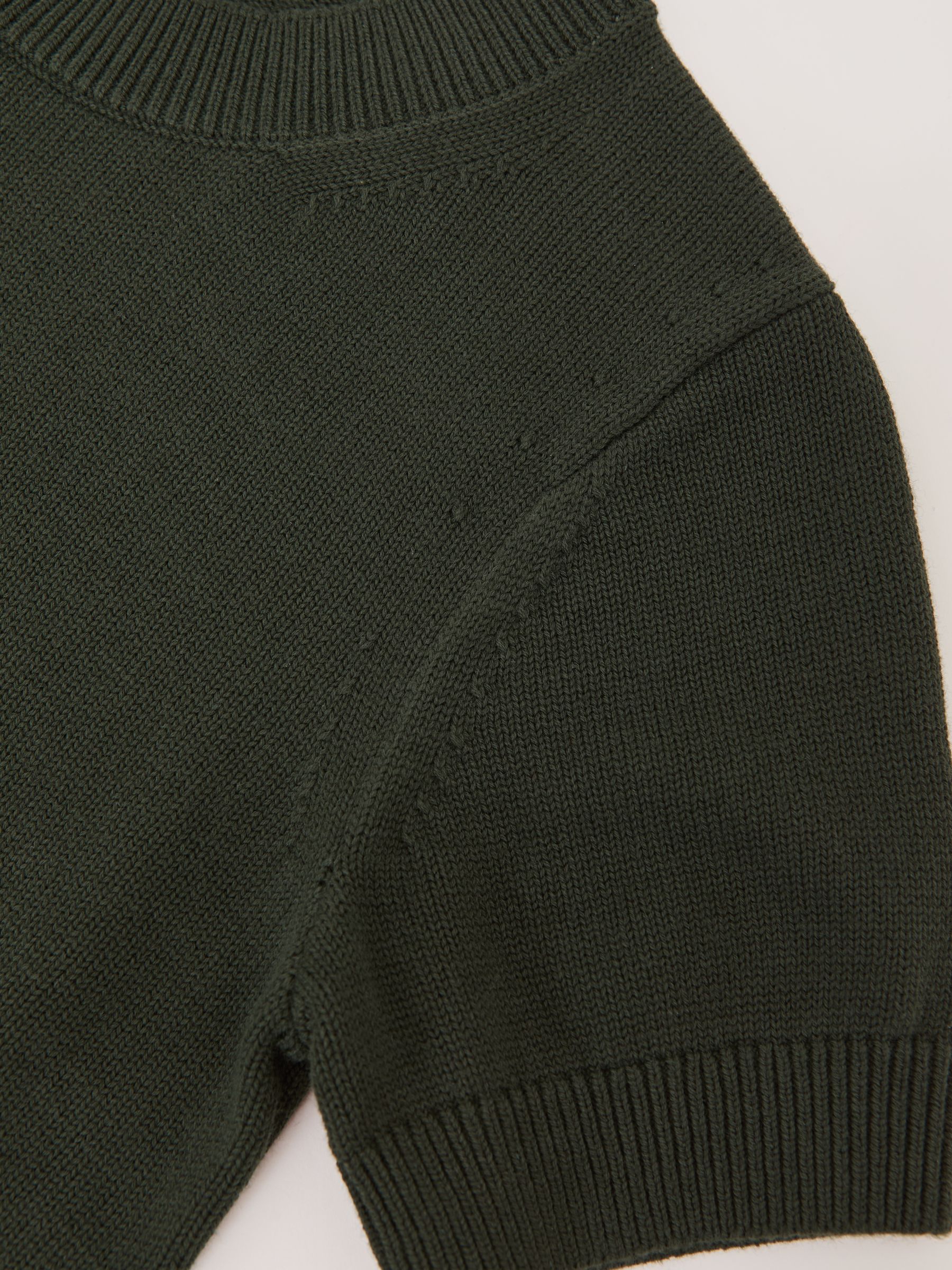 Cotton And Wool Crew-Neck Top in Khaki Green - image 3