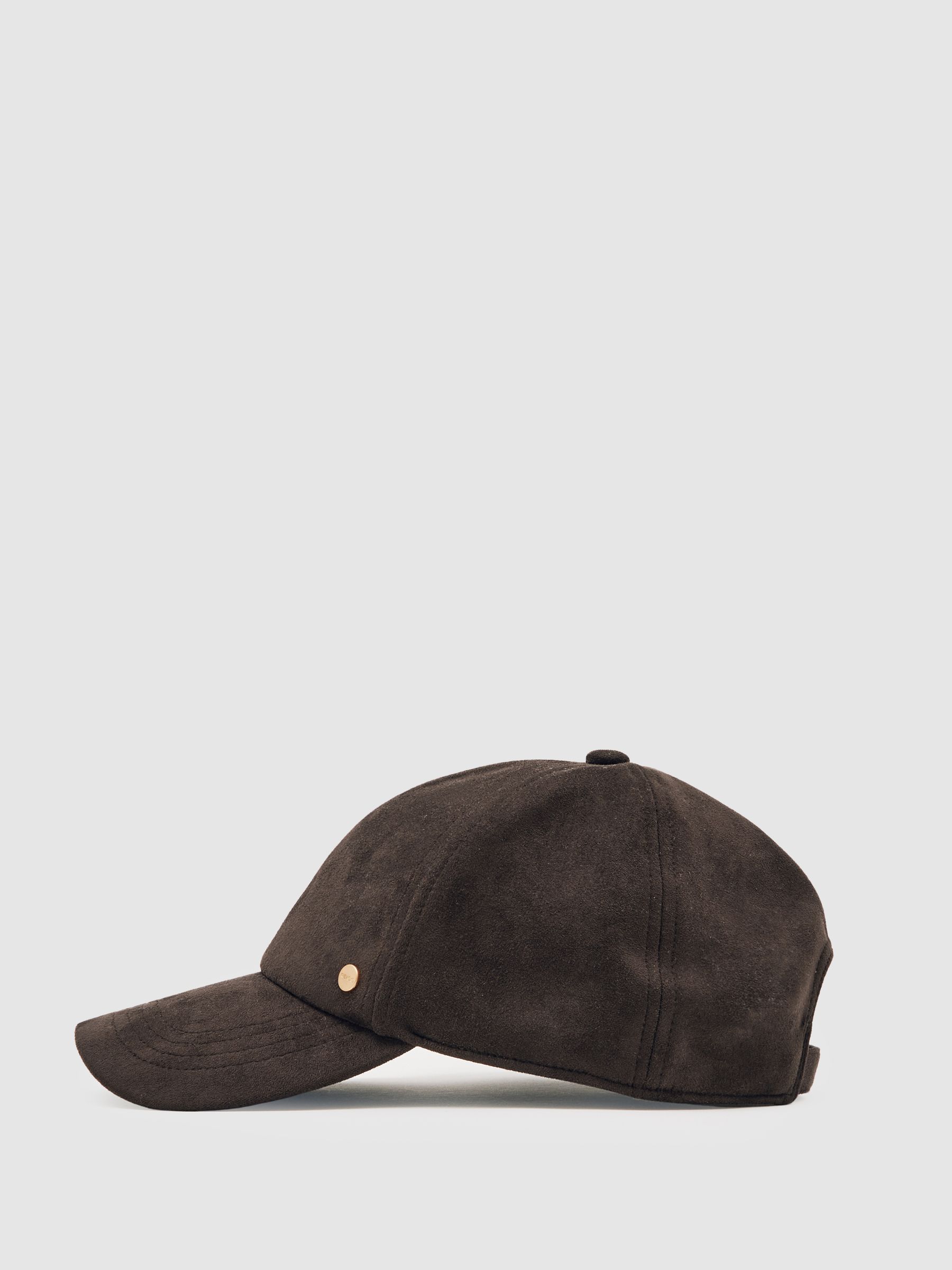 Faux Suede Baseball-Style Cap in Chocolate - Image 3 of 5