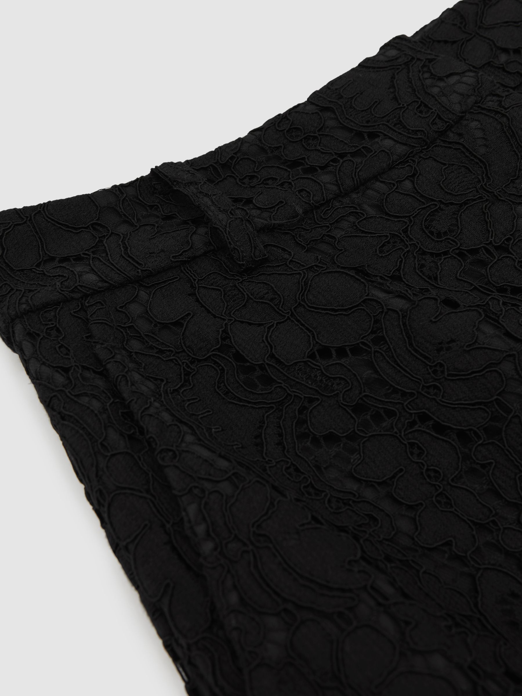Lace Wide Leg Trousers in Black - image 3