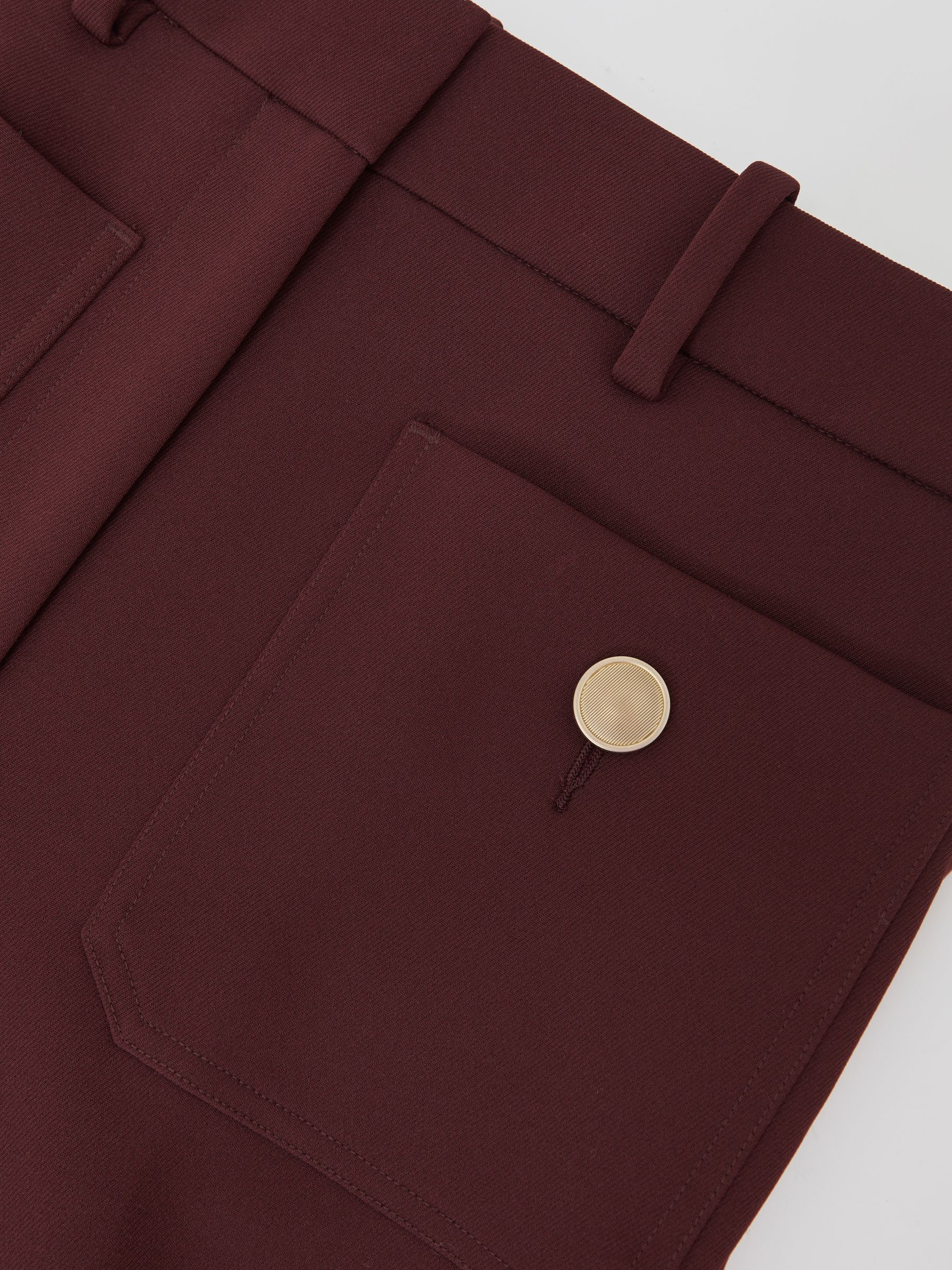 Button-Pocket Flared Trousers in Dark Red - image 3