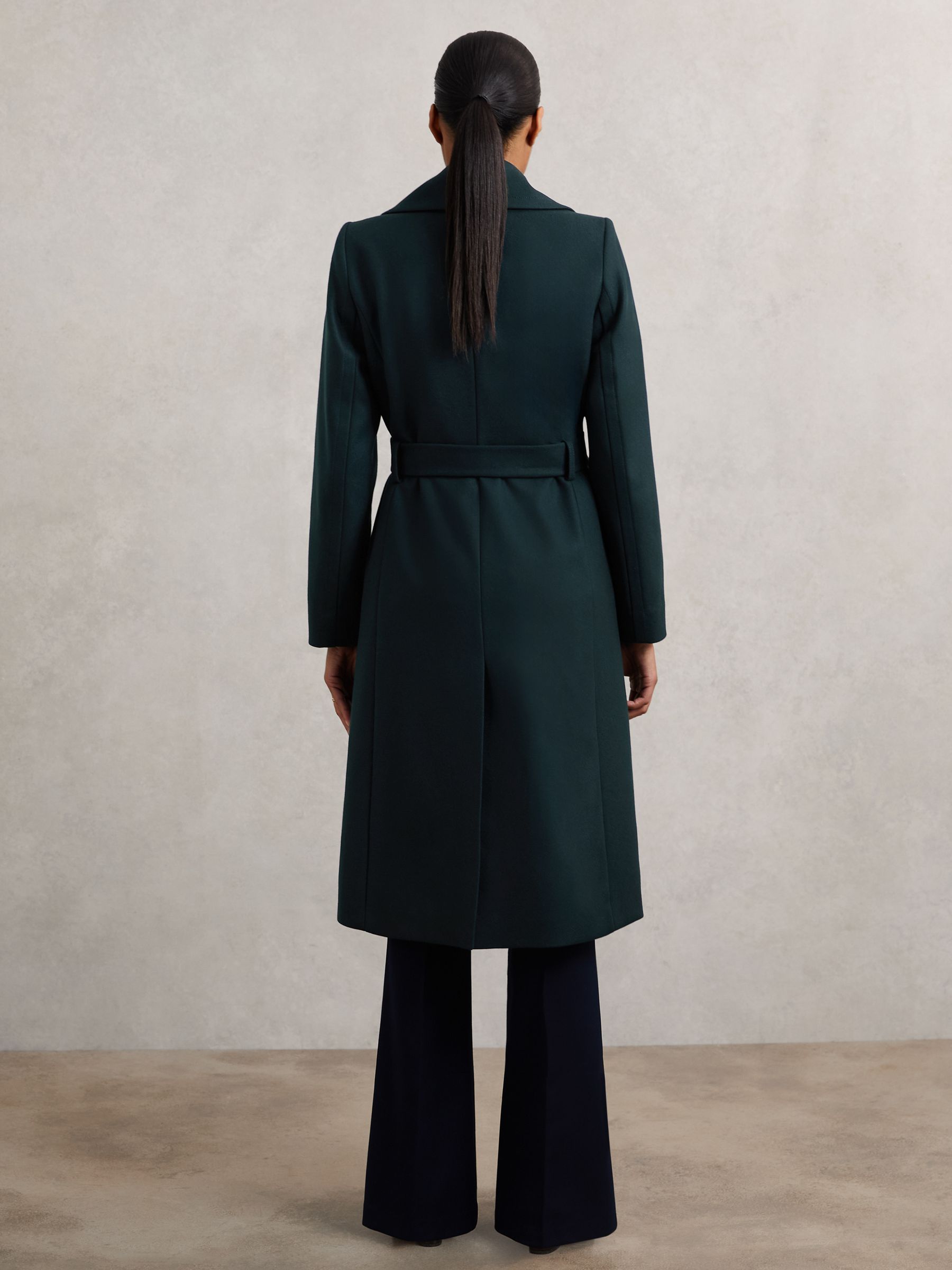 Petite Wool-Blend Double-Lapel Belted Coat With Cashmere in Teal - Image 5 of 7