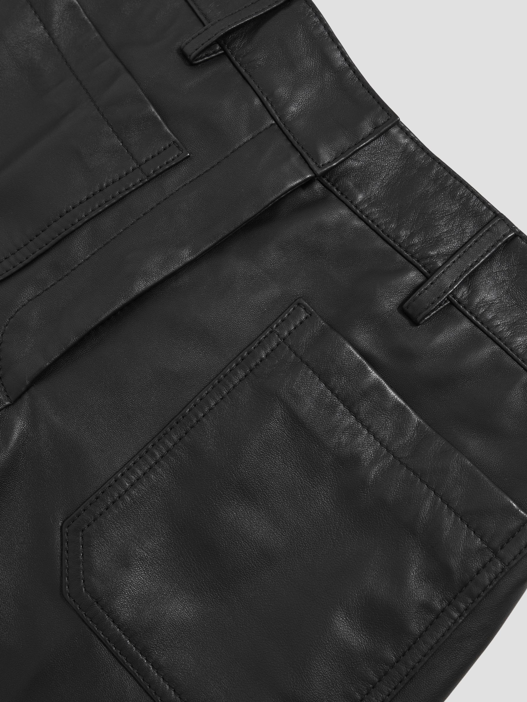 Leather Patch-Pocket Flared Trousers in Black - image 3