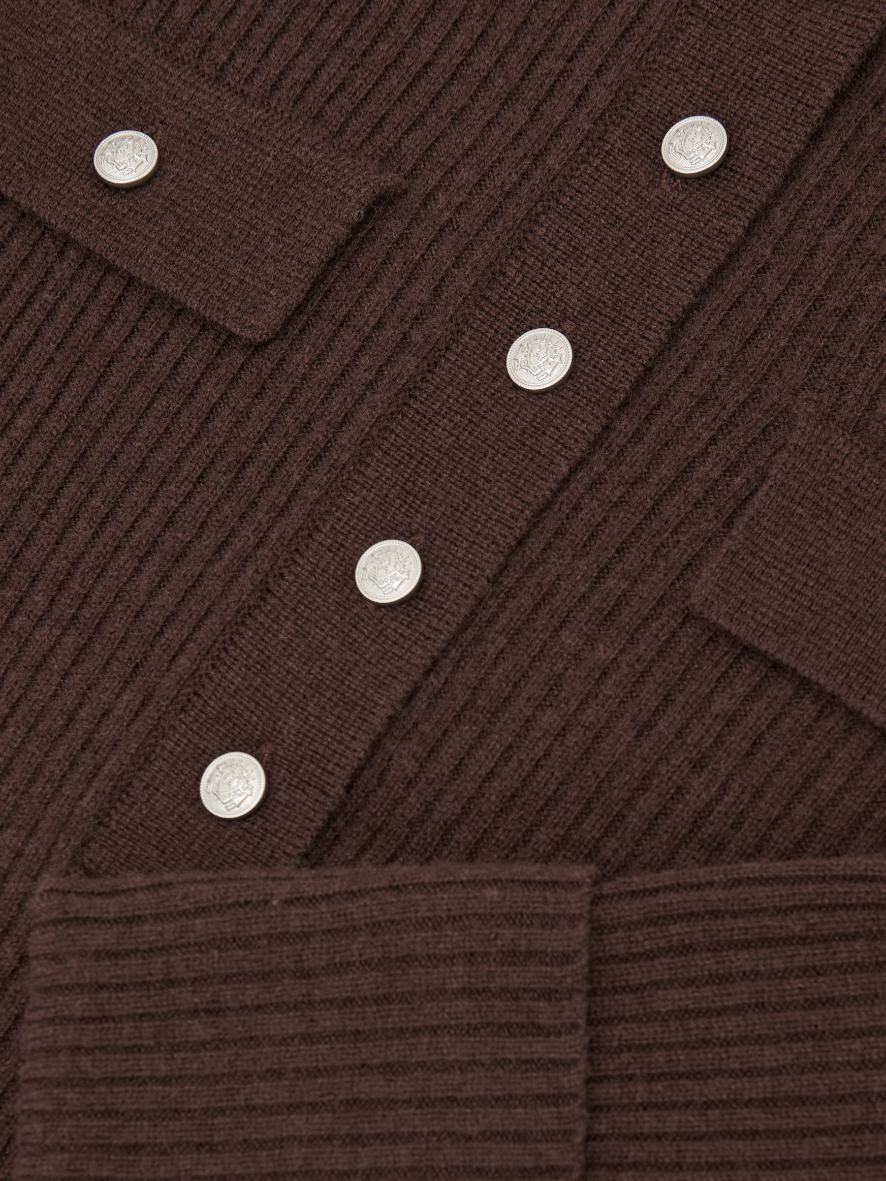 Wool Funnel-Neck Half-Button Jumper in Chocolate Brown - image 3
