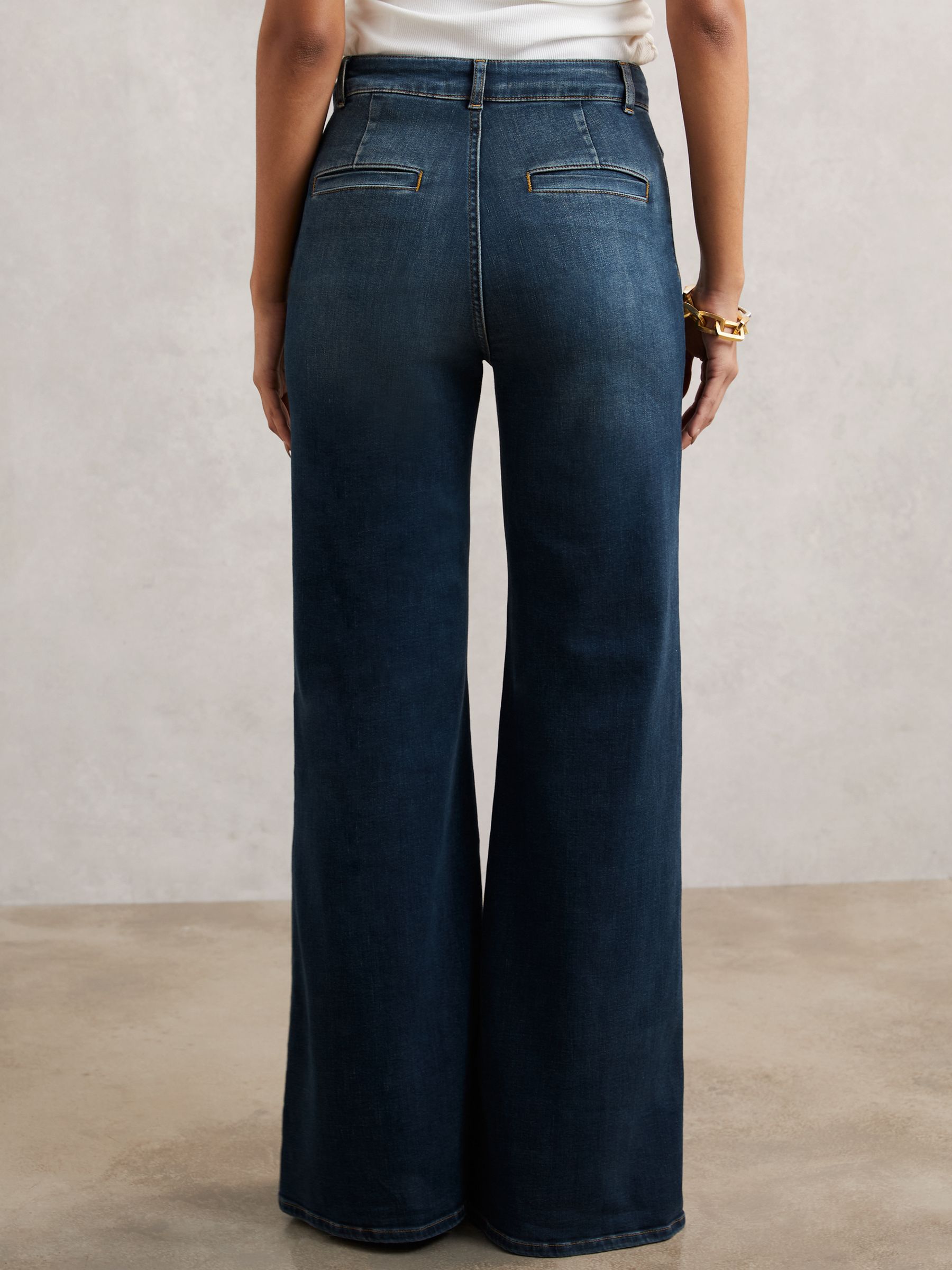 Button-Pocket Flared Jeans in Mid Blue - Image 6 of 7