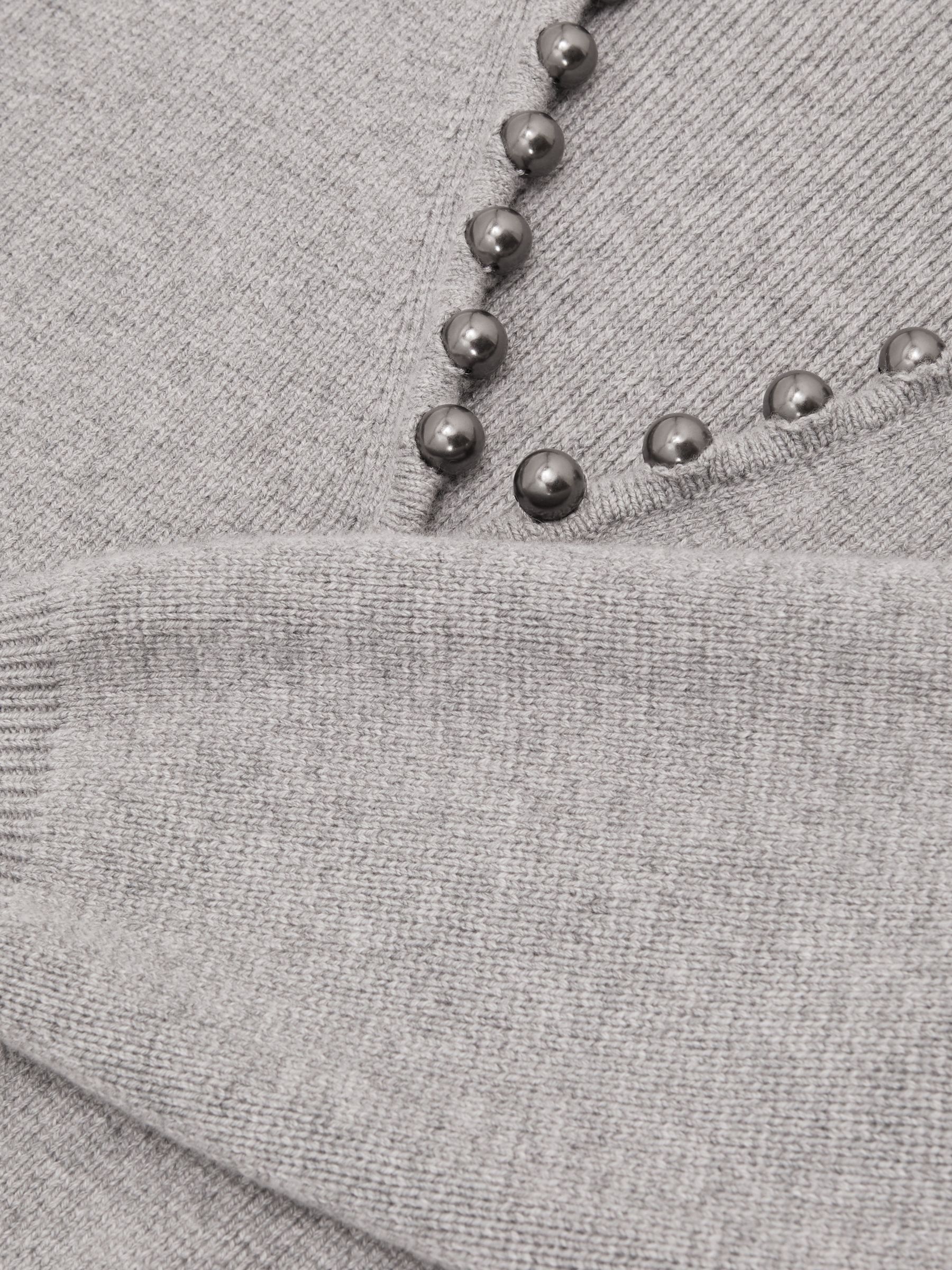Wool-Blend Beaded-Trim Cardigan With Cashmere in Grey - Image 6 of 6