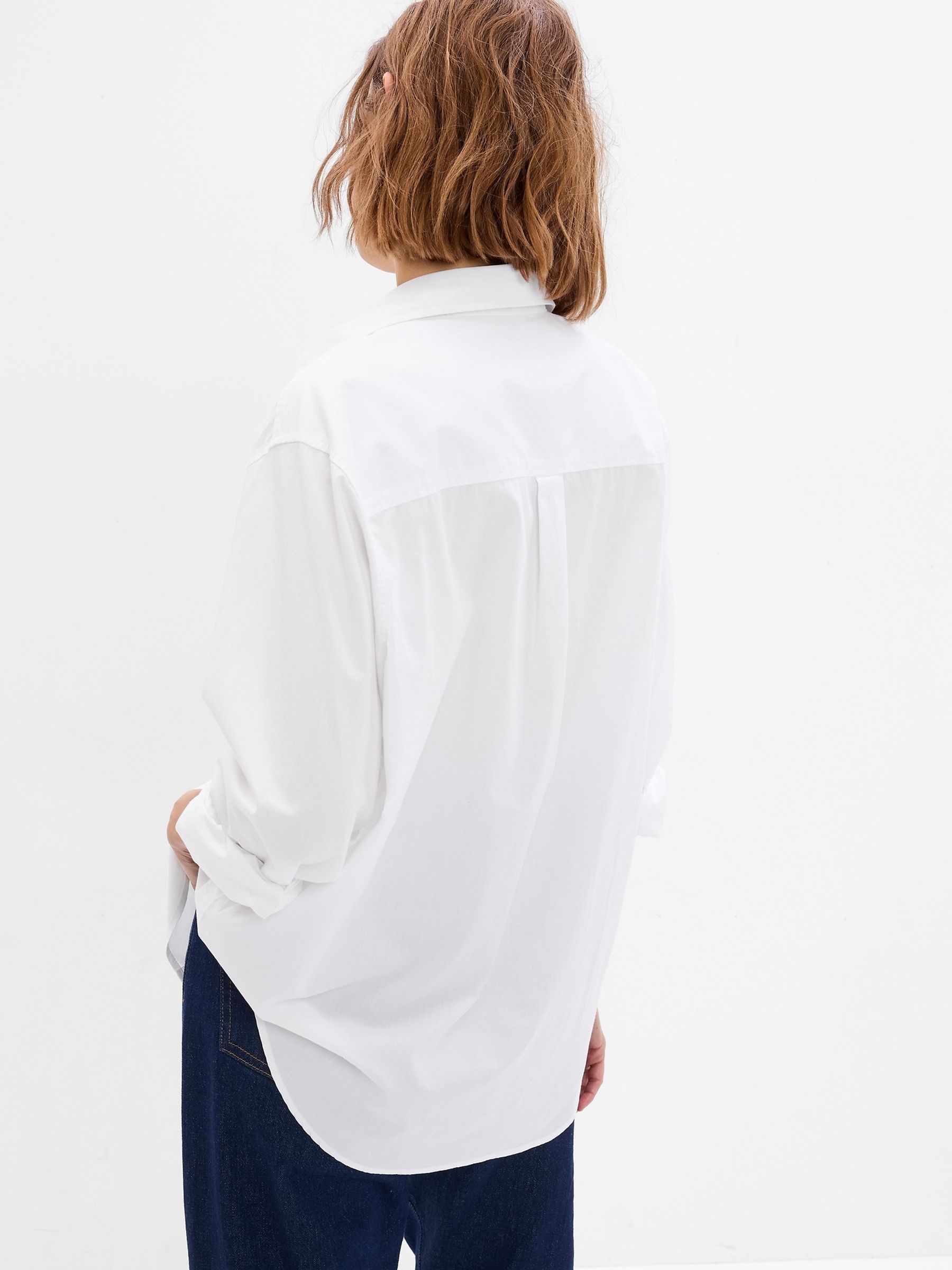 White Cotton Poplin Big Shirt | Gap