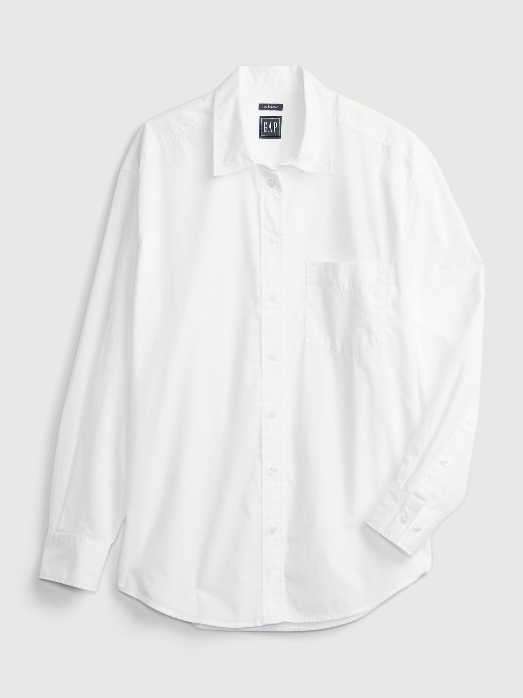 White Cotton Poplin Big Shirt | Gap