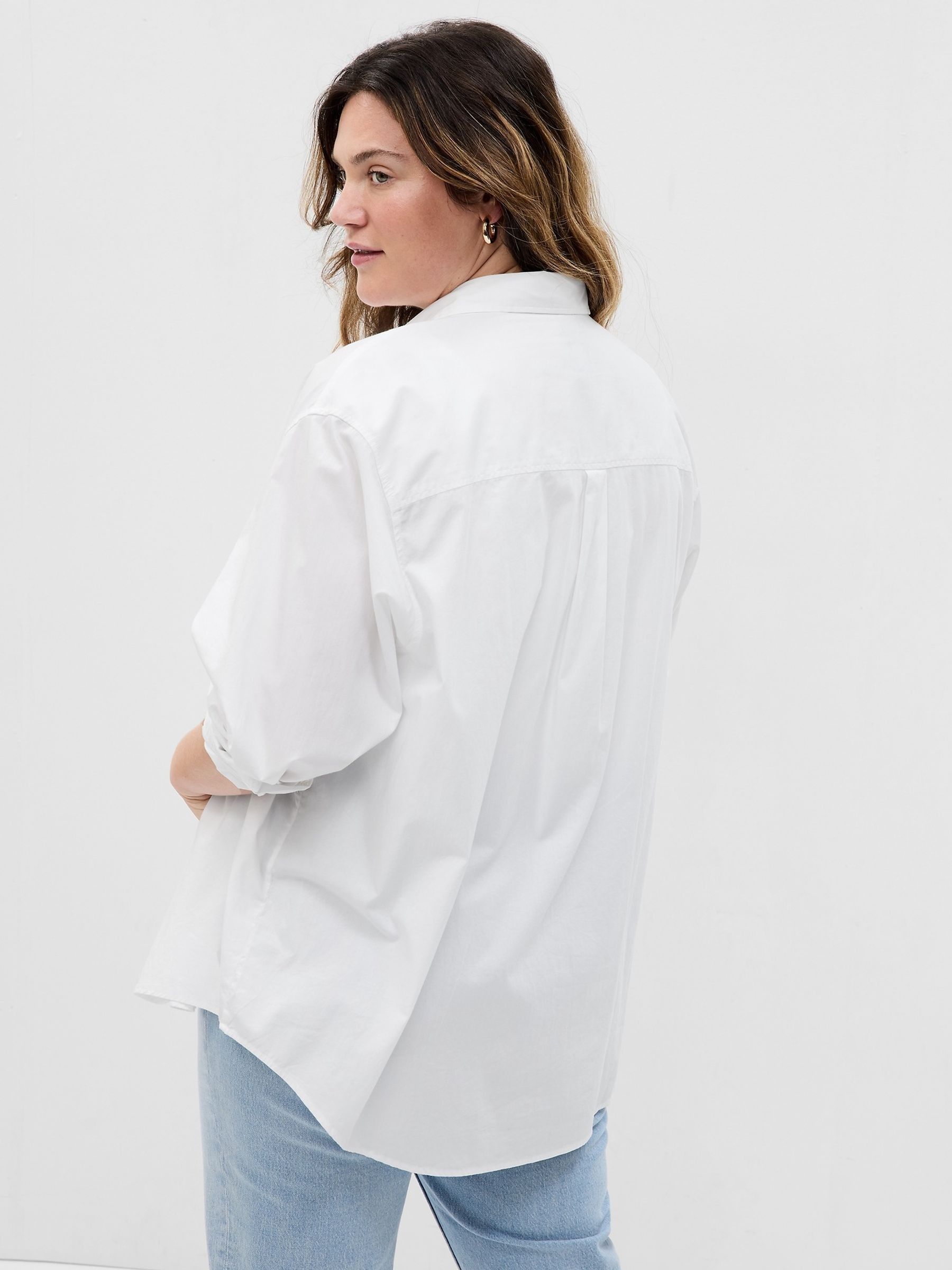 White Cotton Poplin Big Shirt | Gap