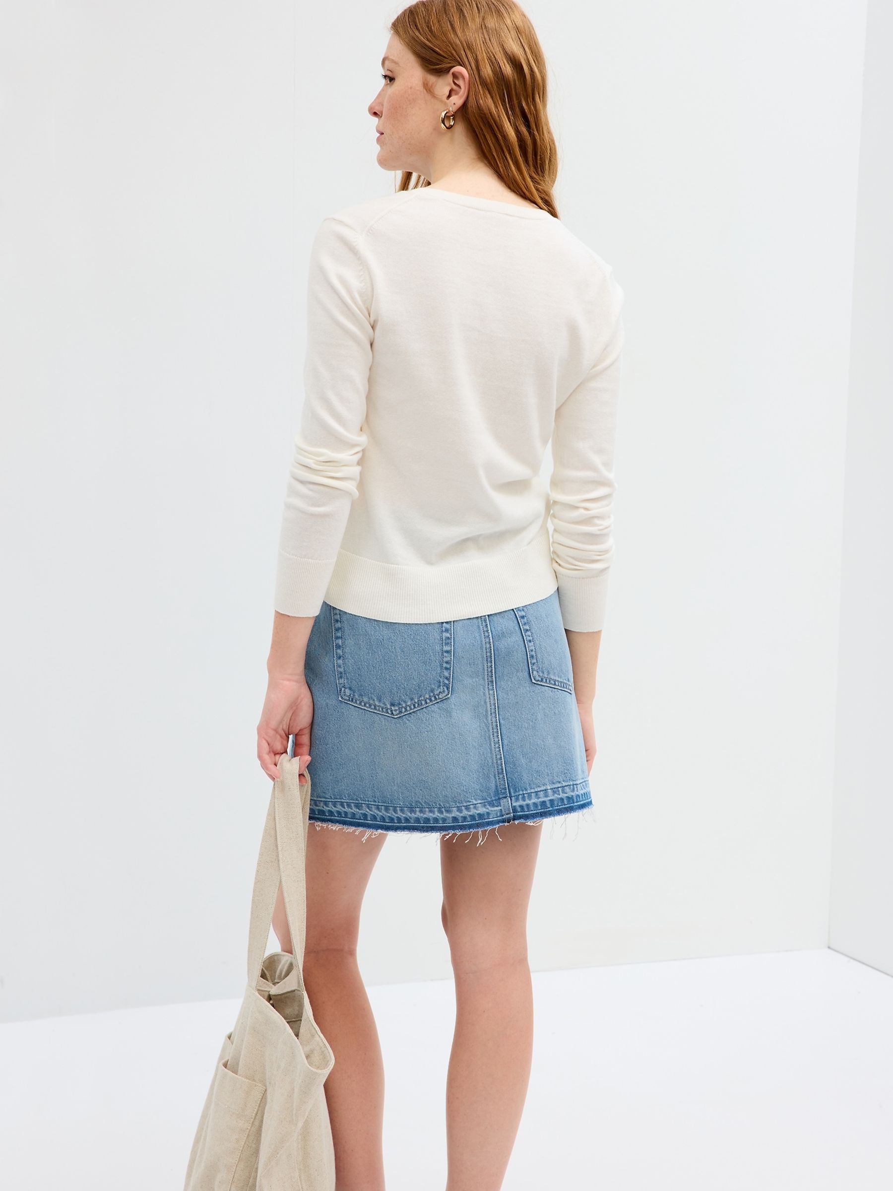 White Crew Neck Cardigan - Image 2 of 2