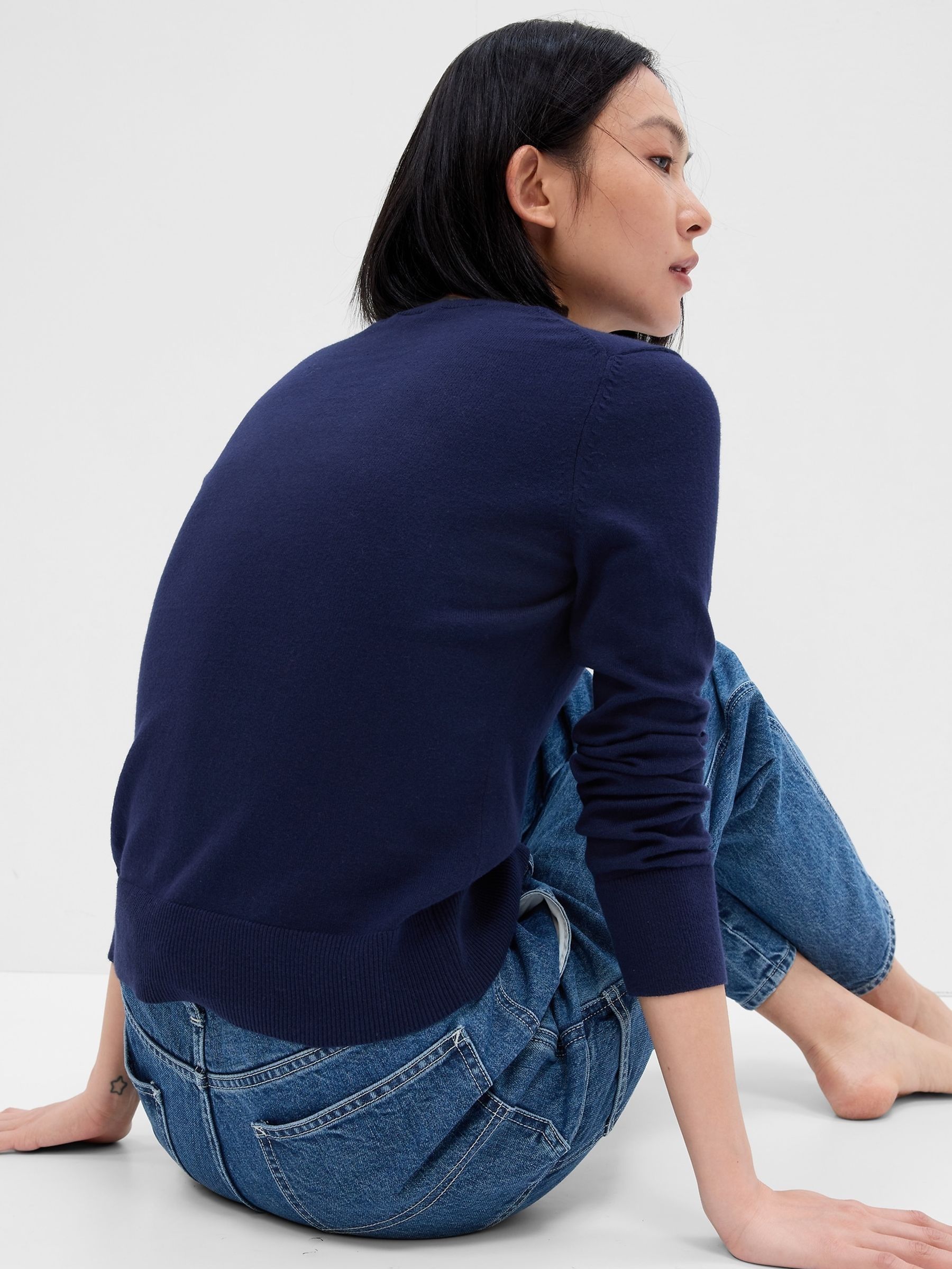 Blue Crew Neck Cardigan - Image 5 of 6
