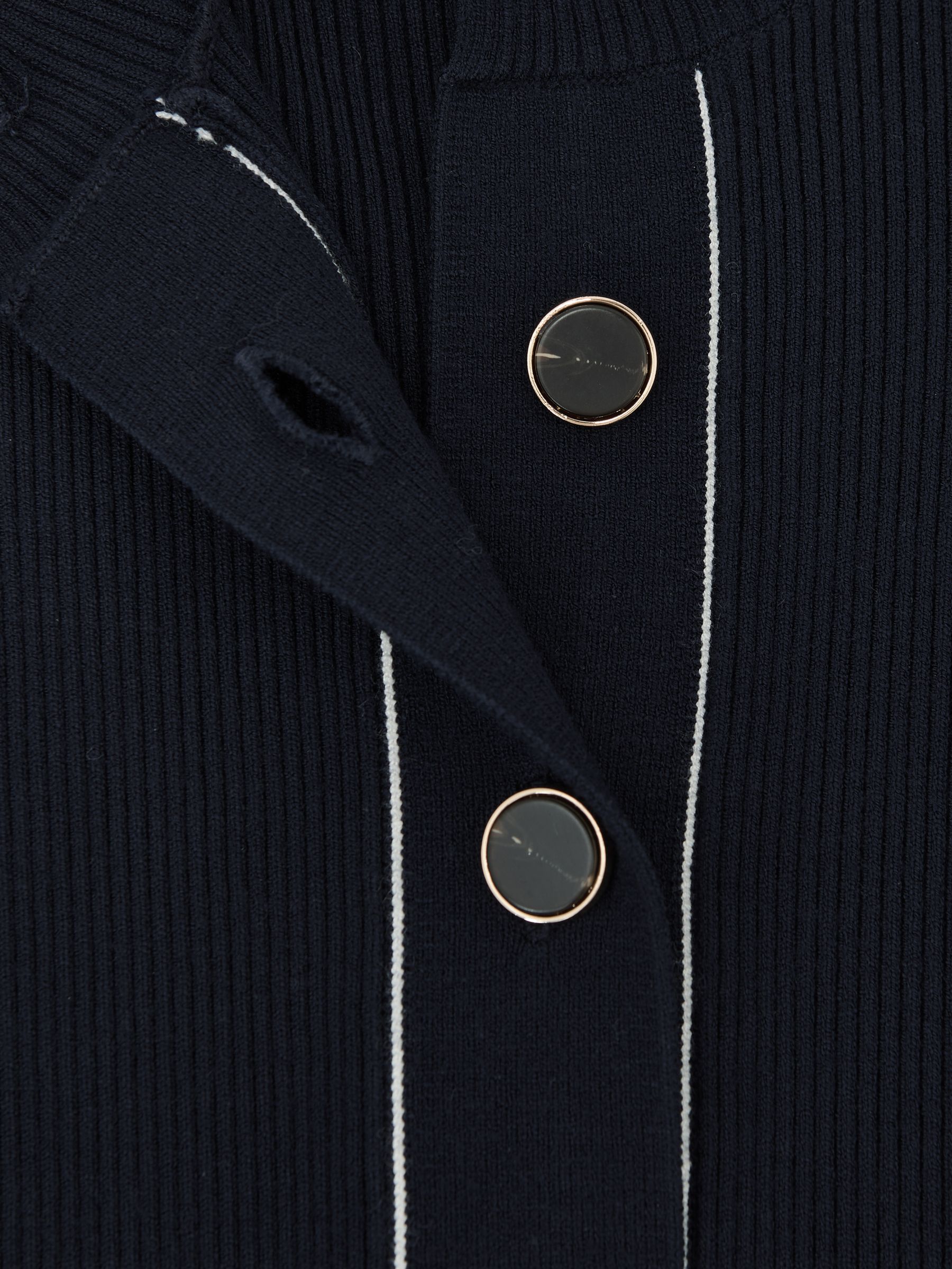 Contrast-Stitch Knitted Midi Dress in Navy - image 2