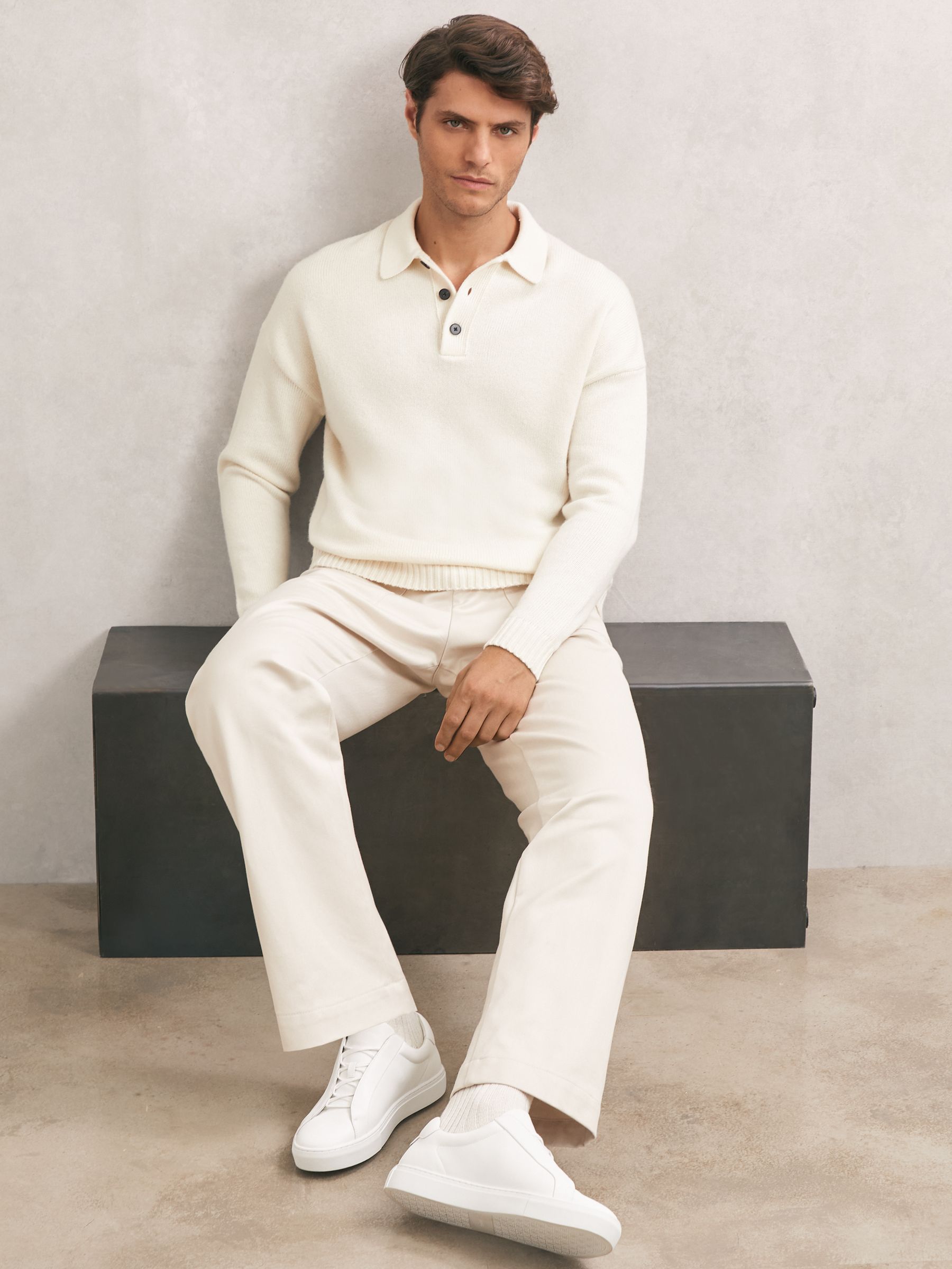 Bonded-Leather Concealed-Lace Trainers in White - image 1