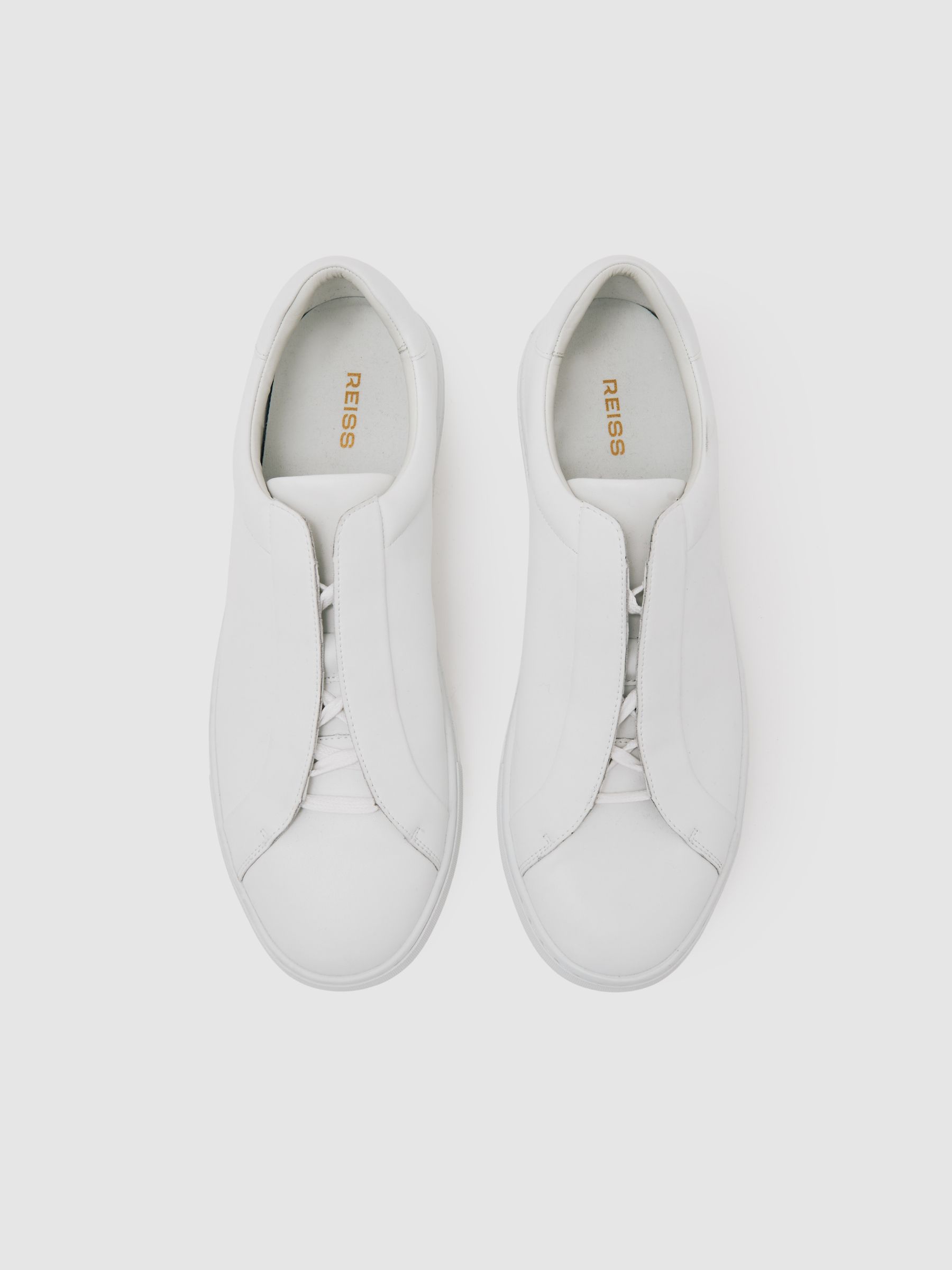 Bonded-Leather Concealed-Lace Trainers in White - image 5