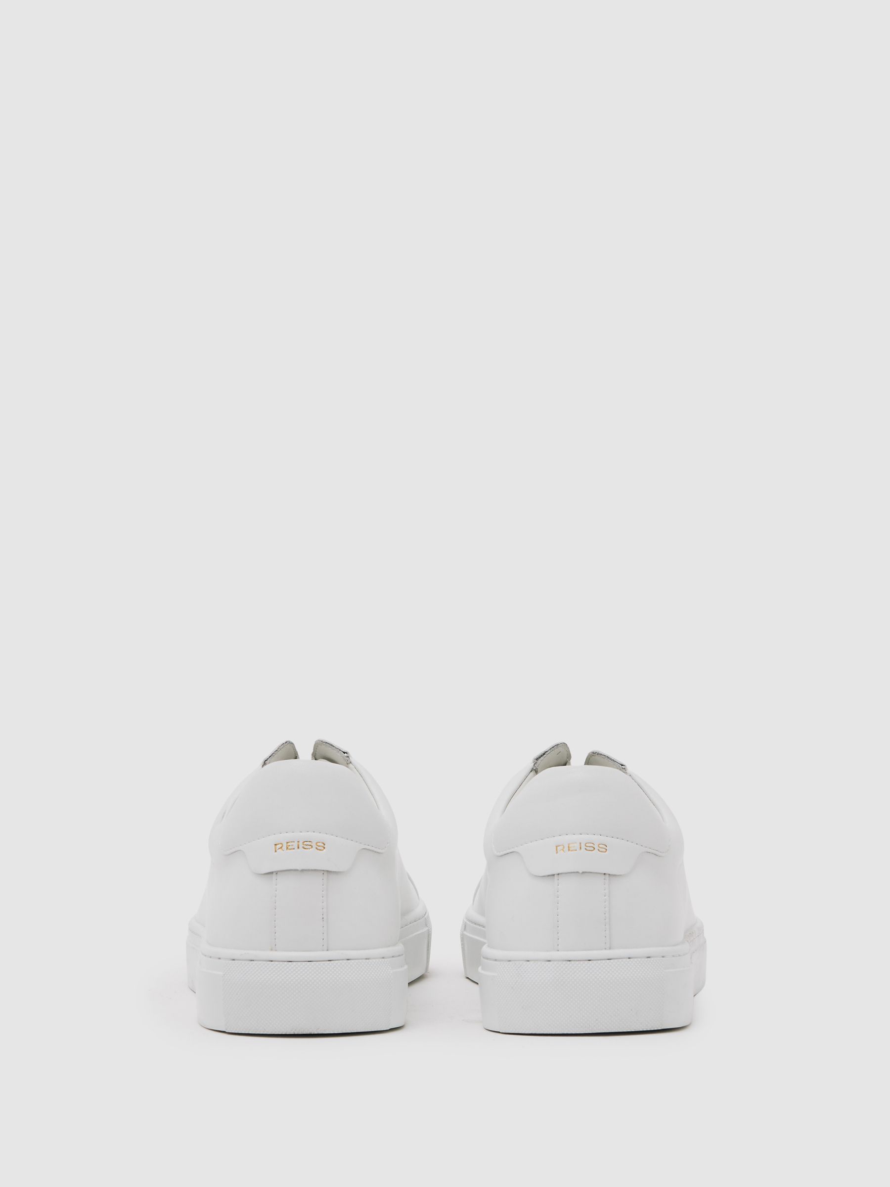 Bonded-Leather Concealed-Lace Trainers in White - image 4