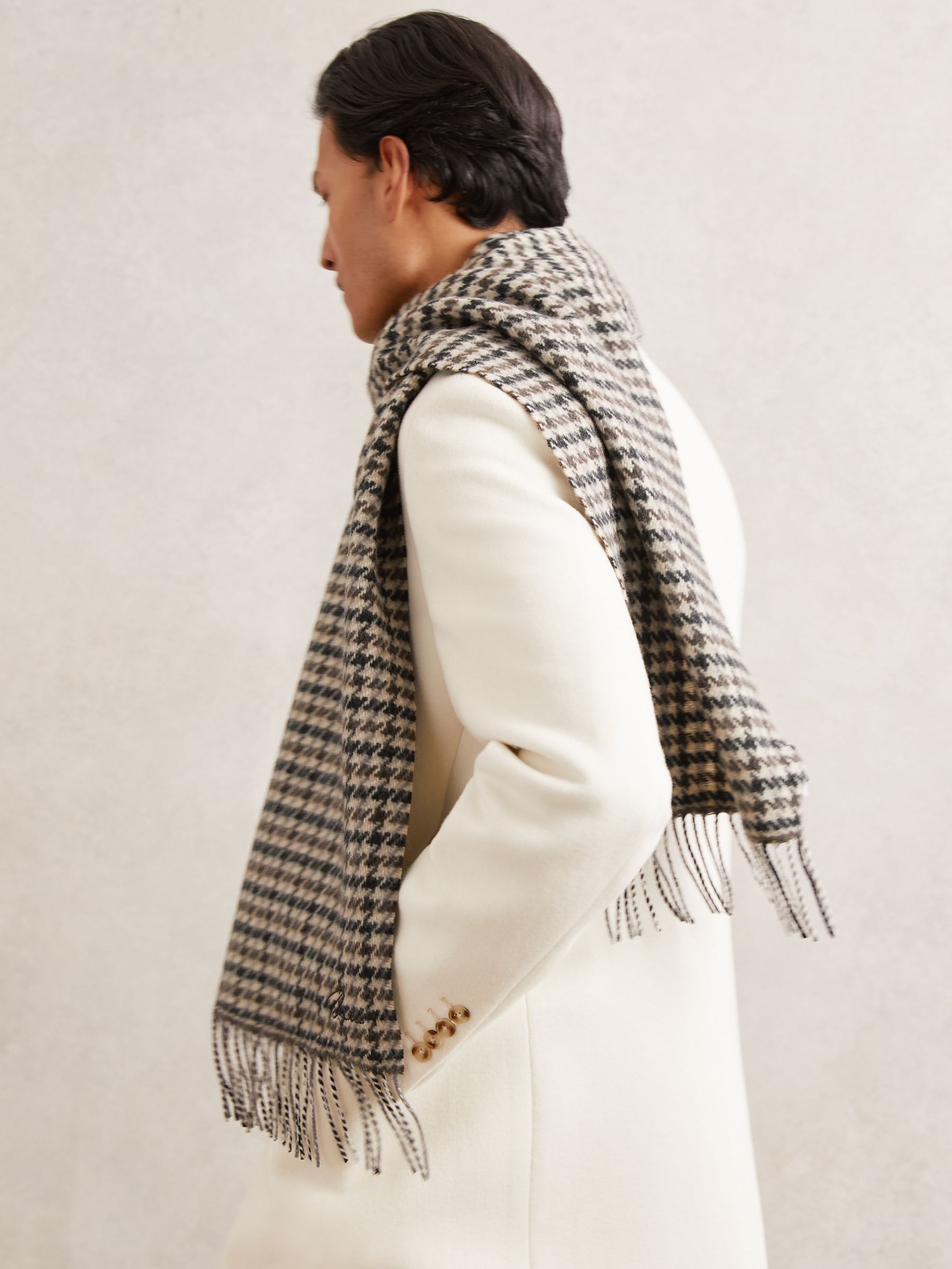 Wool-Cashmere Check Scarf in Brown Multi - image 1