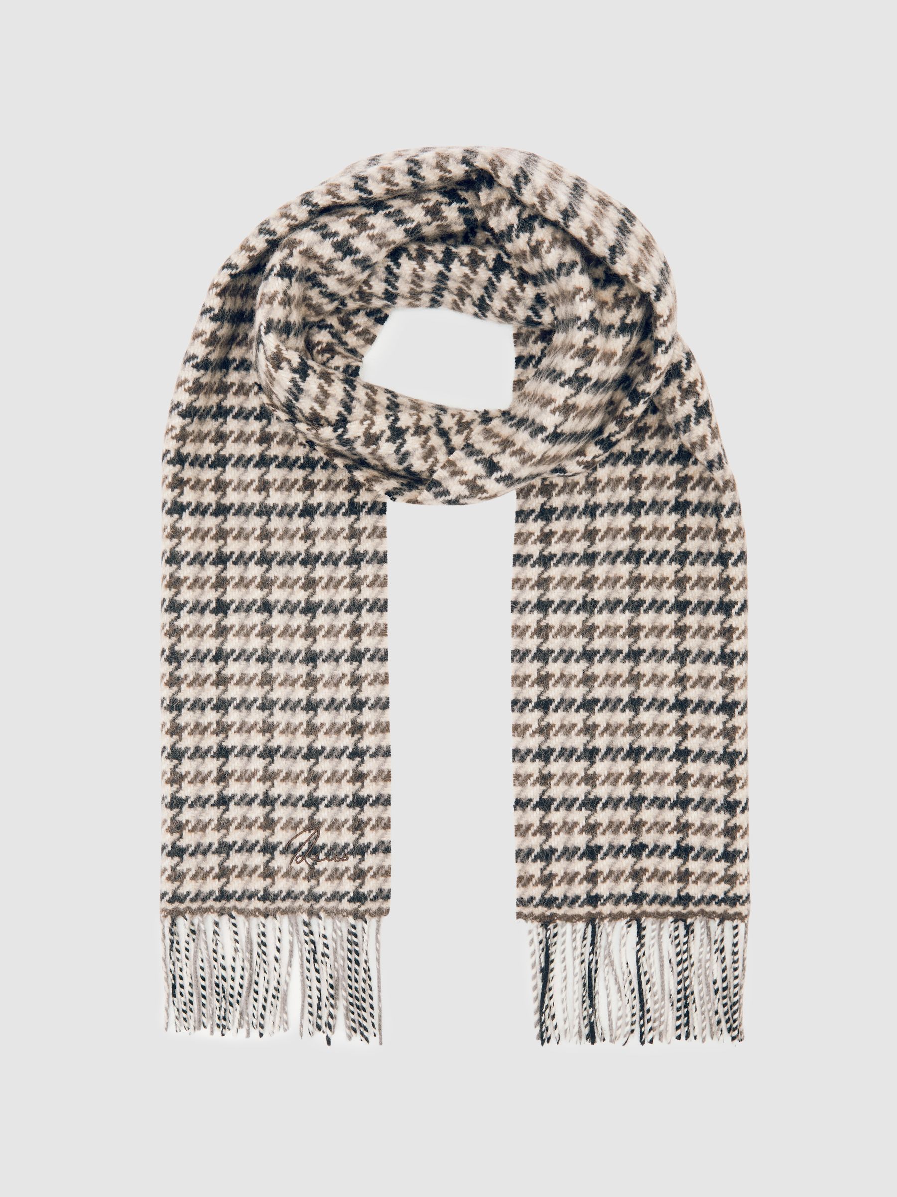 Wool-Cashmere Check Scarf in Brown Multi - Image 3 of 6