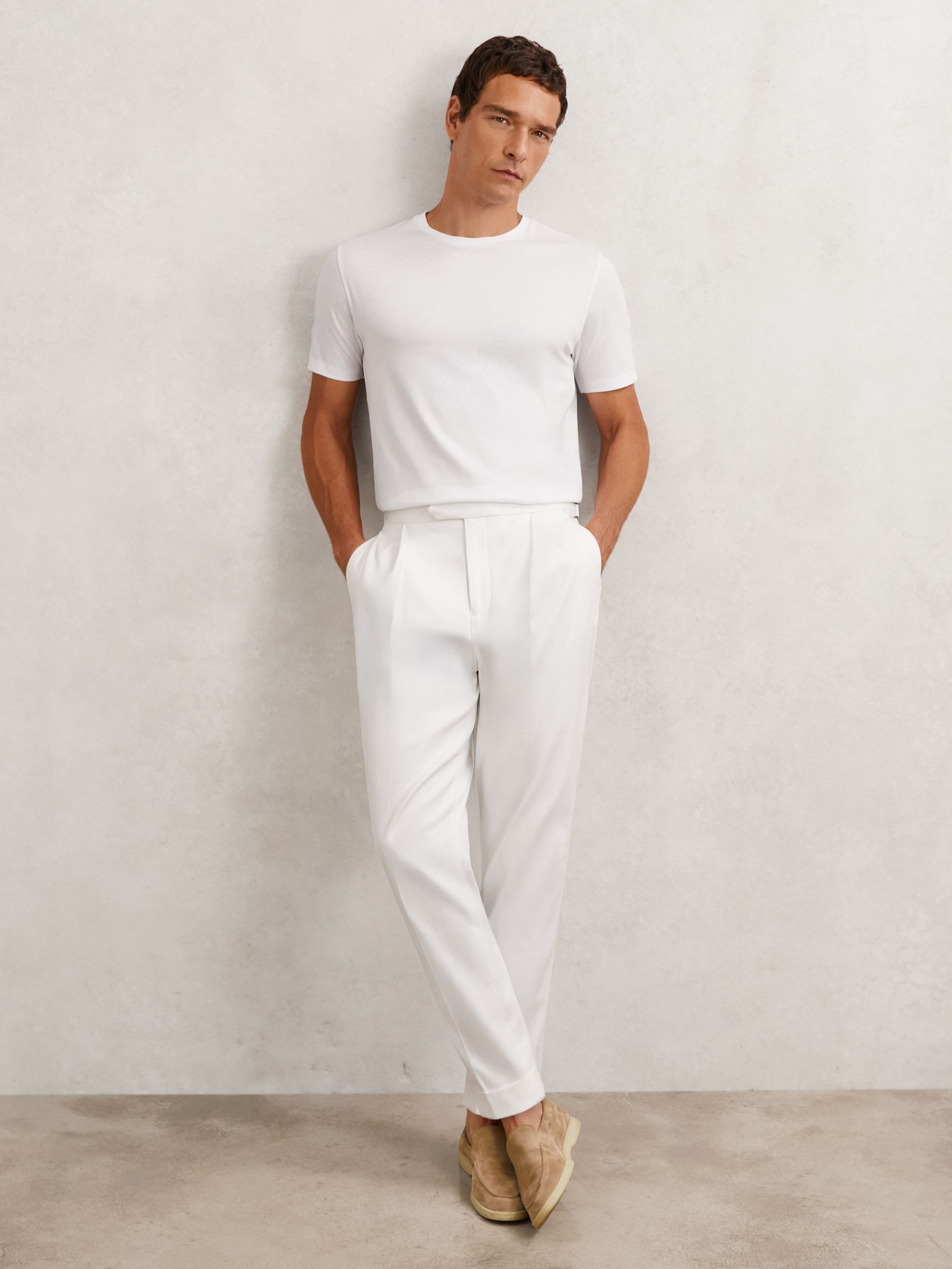 Cotton Crew-Neck T-Shirt in White - Image 1 of 6 Cotton Crew-Neck T-Shirt in White - Image 1 of 6