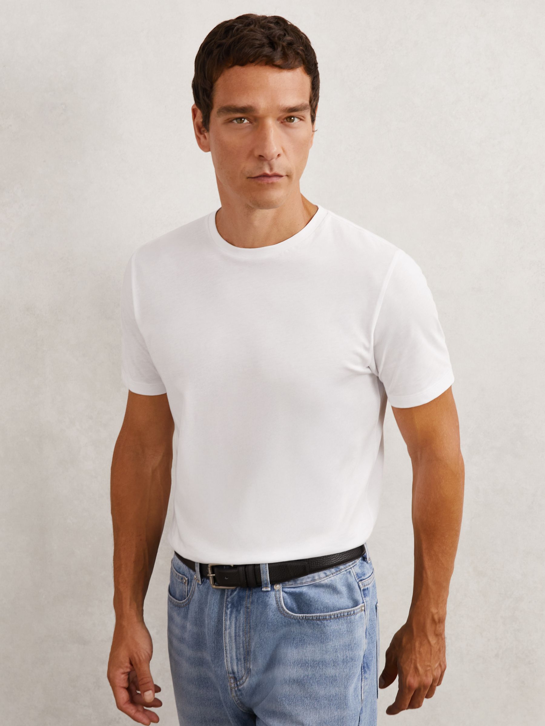 Cotton Crew-Neck T-Shirt in White - Image 4 of 6