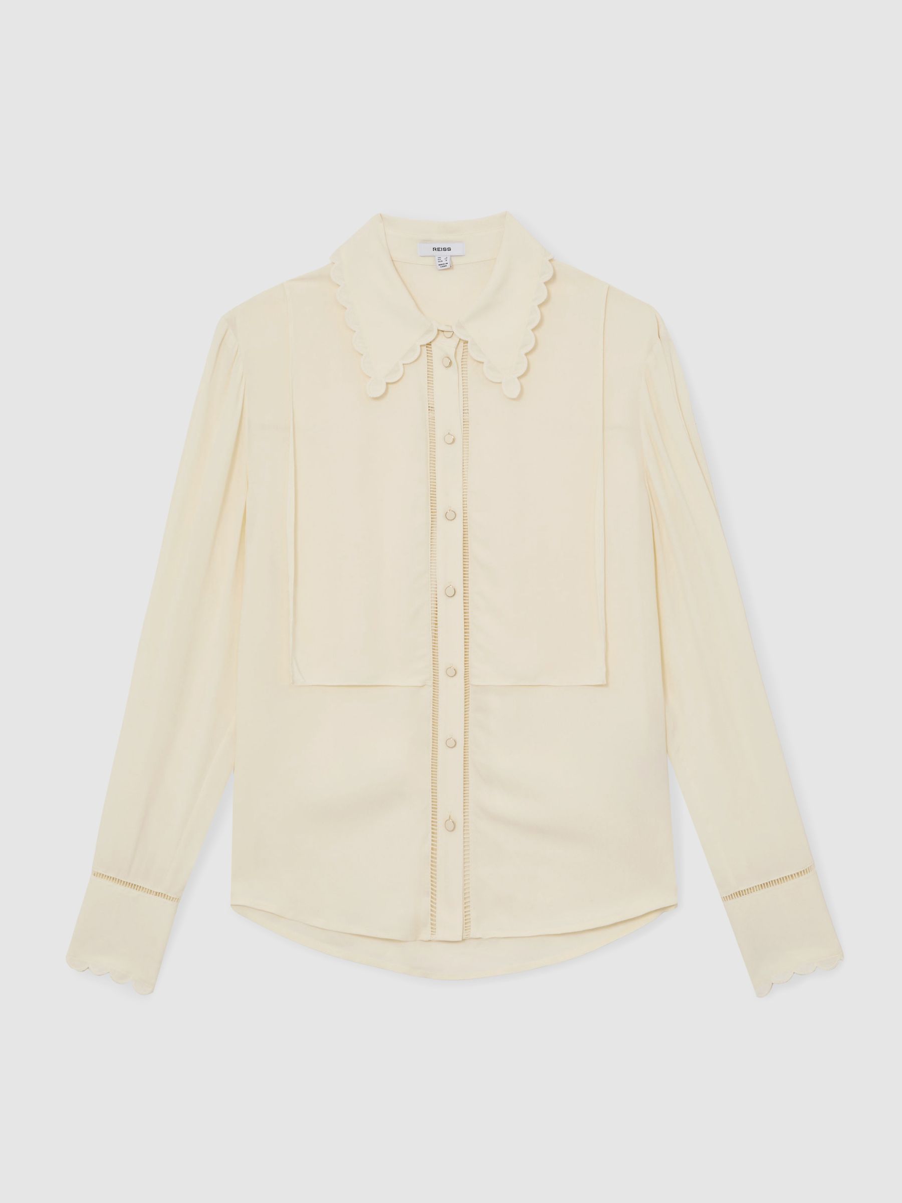 Scallop-Trim Ladder-Stitch Shirt in Cream - image 1