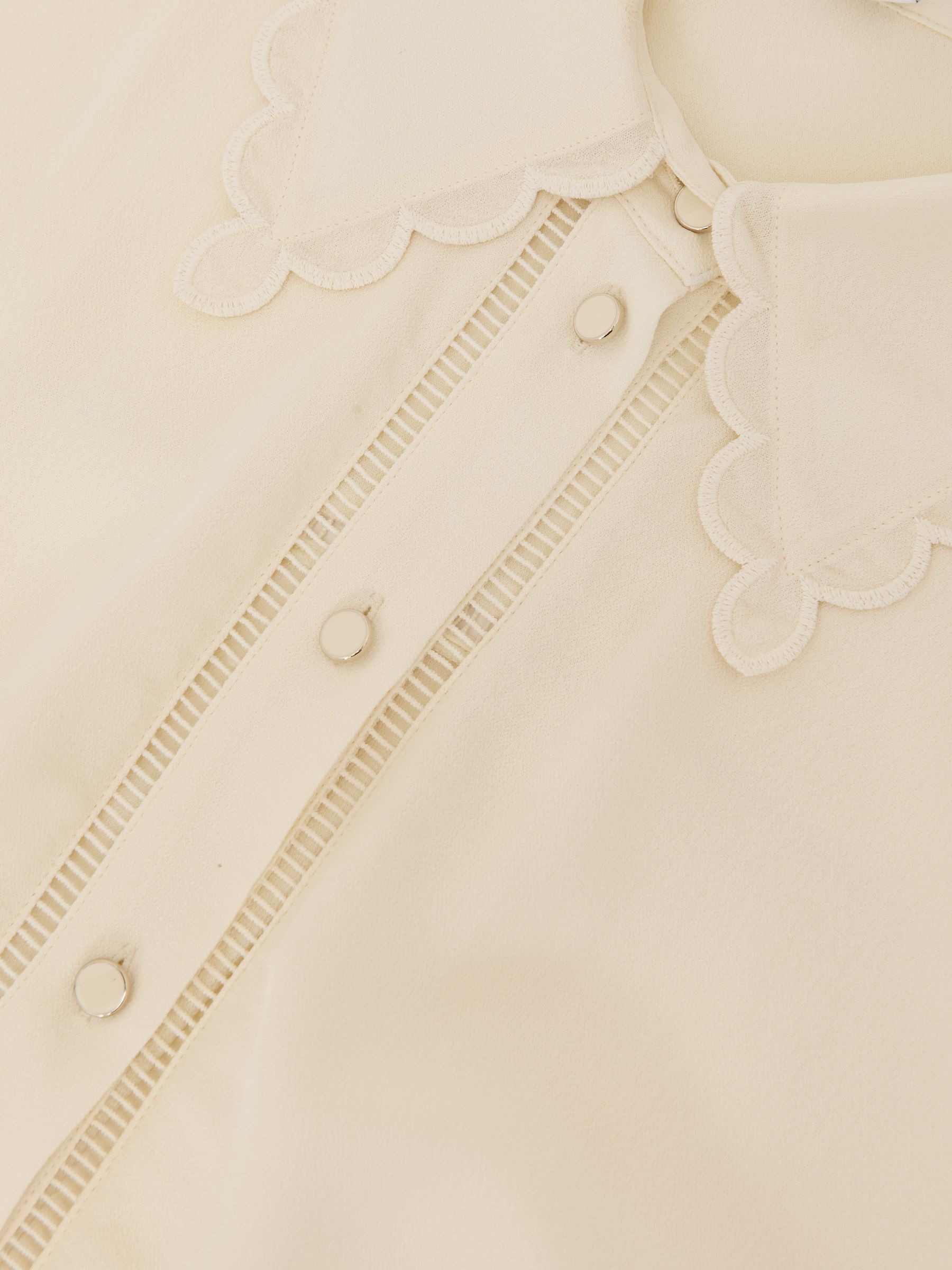 Scallop-Trim Ladder-Stitch Shirt in Cream - image 4