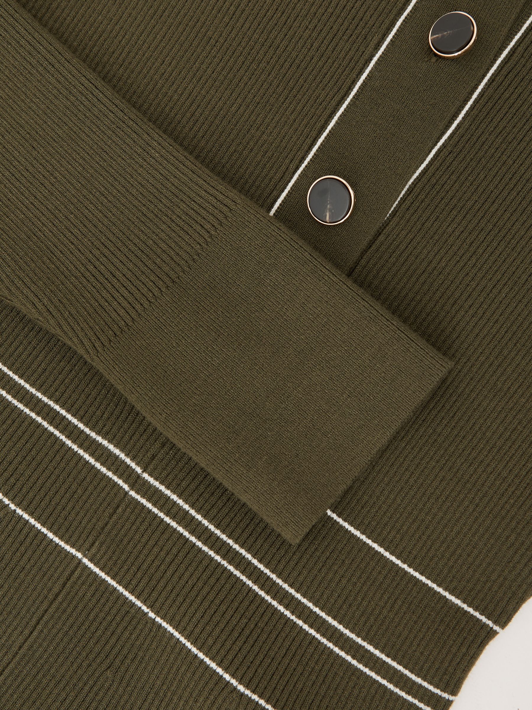 Contrast-Stitch Knitted Mini Dress in Khaki Green - image 3